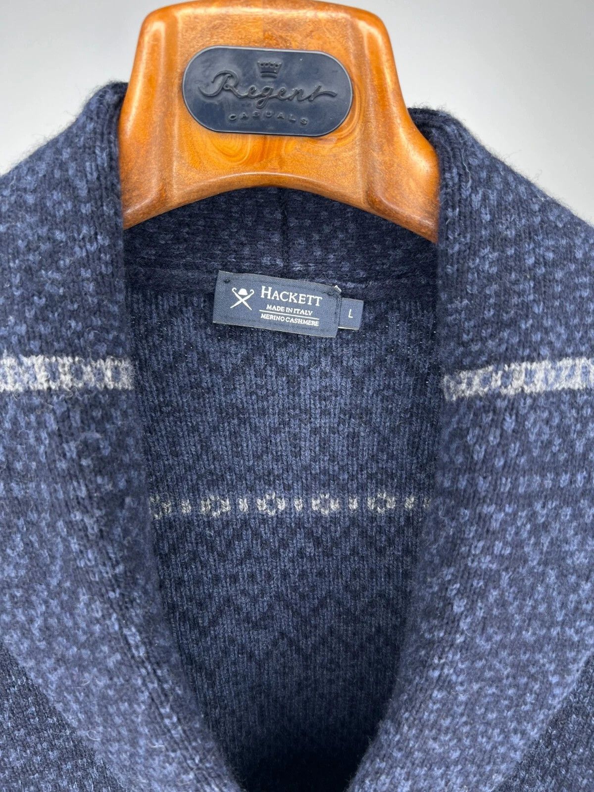 Hackett Hackett London Merino Cashmere Fair Isle Shawl Cardigan Size US L / EU 52-54 / 3 - 7 Thumbnail