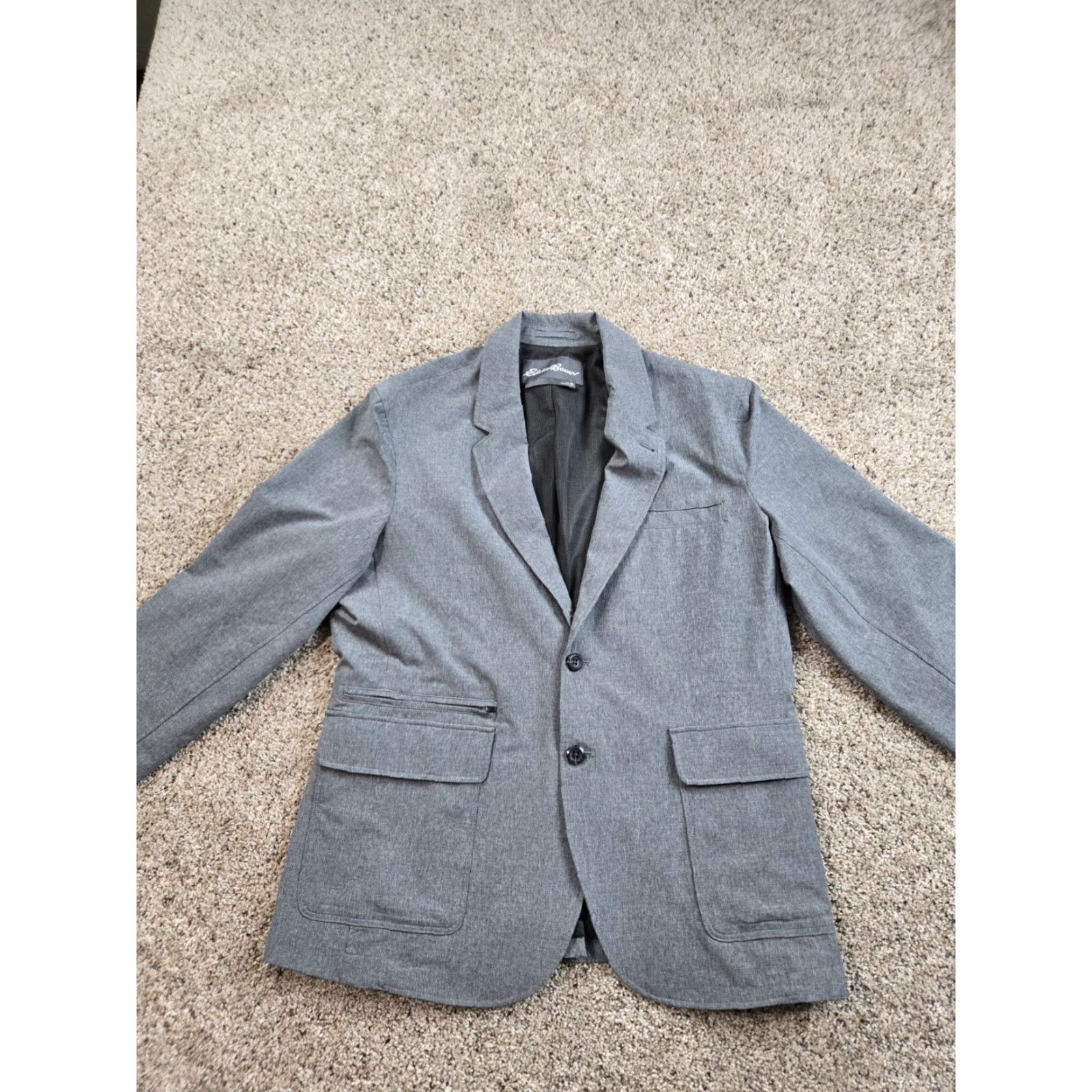 Eddie Bauer Eddie Bauer Blazer Mens 42 Gray Unstructured Stretch Pockets Two-Button Notch Lapel Single-Breasted Jacket Size 42R - 3 Thumbnail