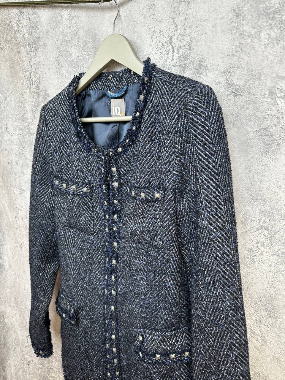 Other IQ+ Berlin Herringbone Tweed Jacket Coat Wool Fringe Trim Size M / US 6-8 / IT 42-44 - 5 Thumbnail