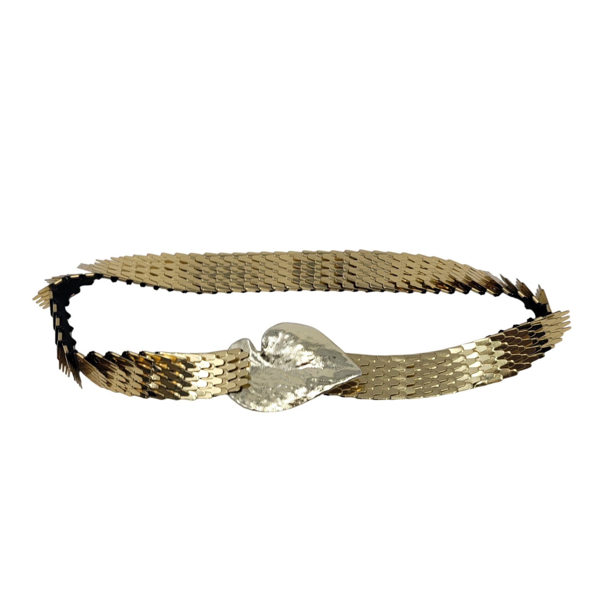 Vintage Vtg 70s Gold Metallic Snake Scale Stretch Belt Sz S Heart Bu Size ONE SIZE - 11 Thumbnail