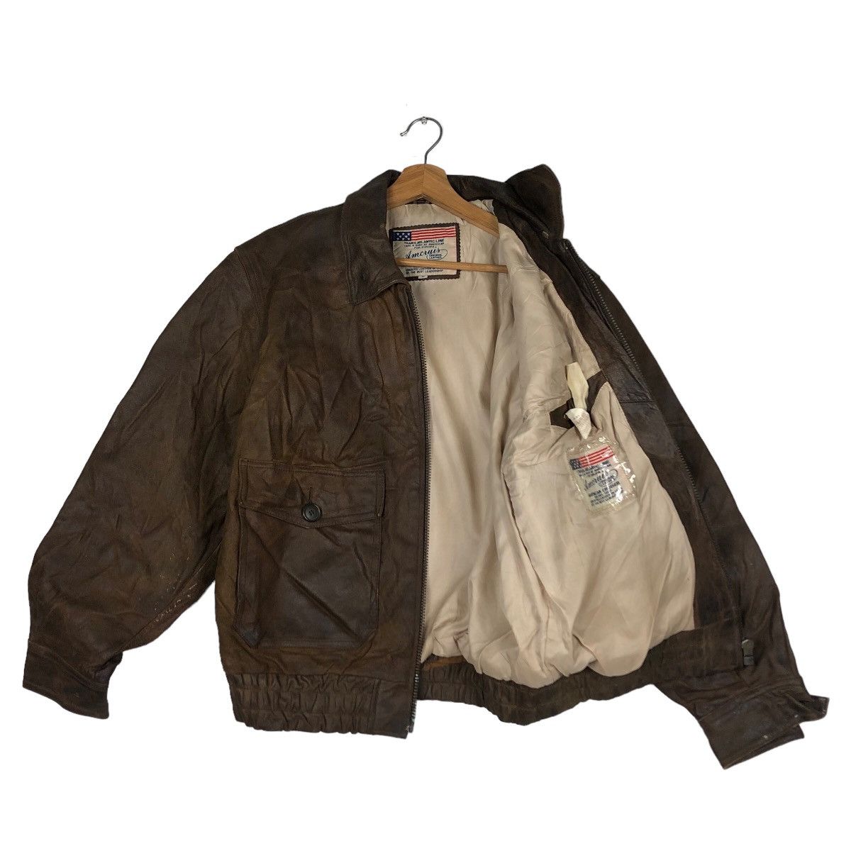 Japanese Brand 🔥Vintage Fly Genuine Leather Jacket Amcruis American Ship Size US M / EU 48-50 / 2 - 10 Thumbnail