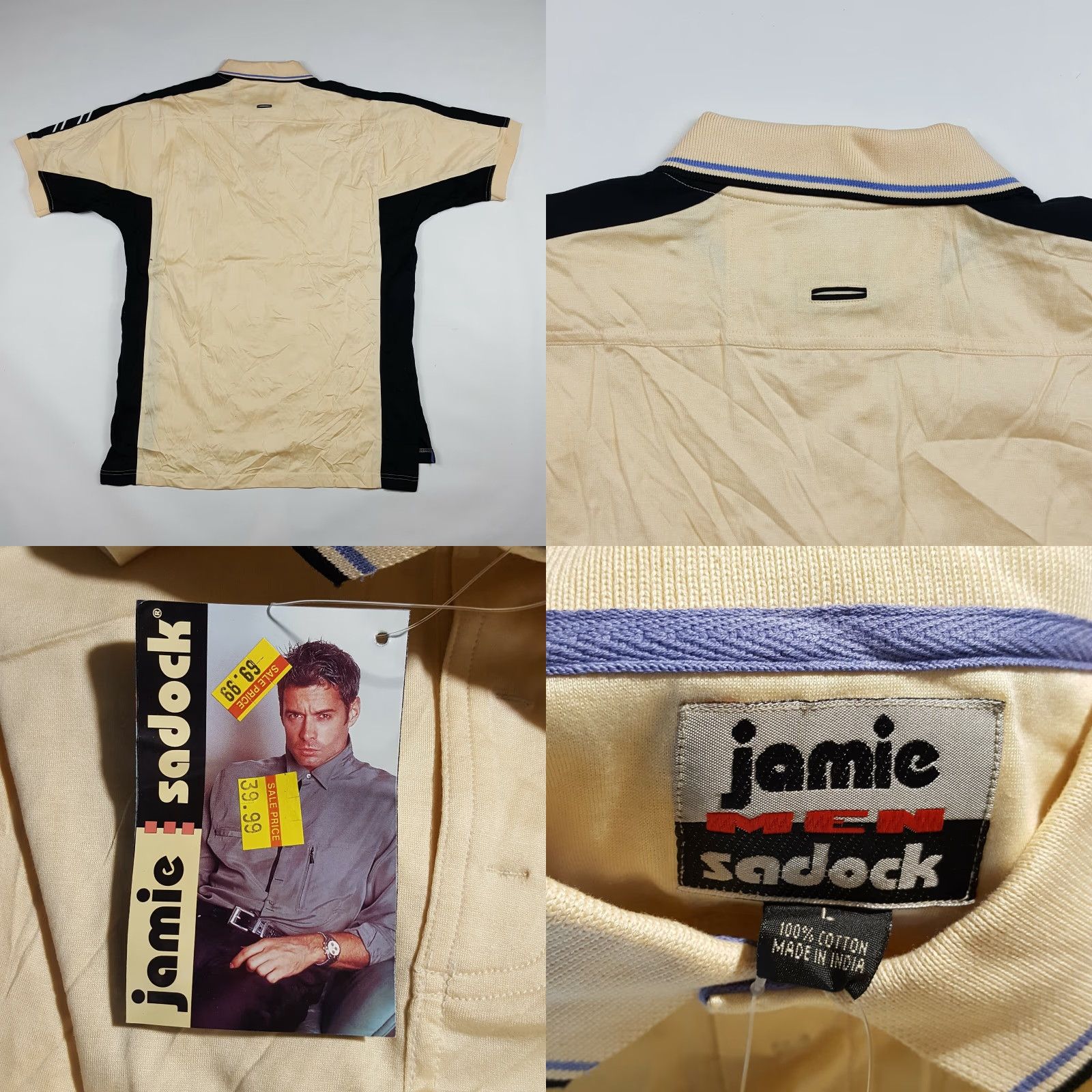 Vintage VINTAGE Jamie Sadock Polo Shirt Mens Large Ivory Cream Short Sleeve Golf Casual 90s Preppy Size US L / EU 52-54 / 3 - 8 Thumbnail