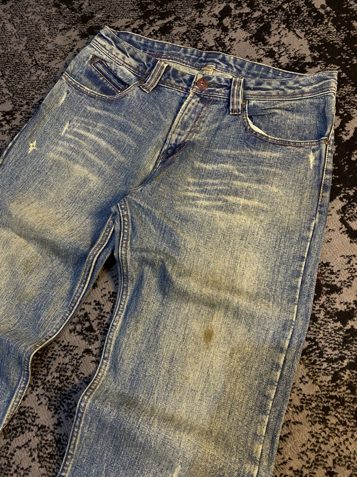 Undercover × Uniqlo Thrashed Nylaus Mudwash Regular Jeans 🔥 Size US 35 - 9 Thumbnail