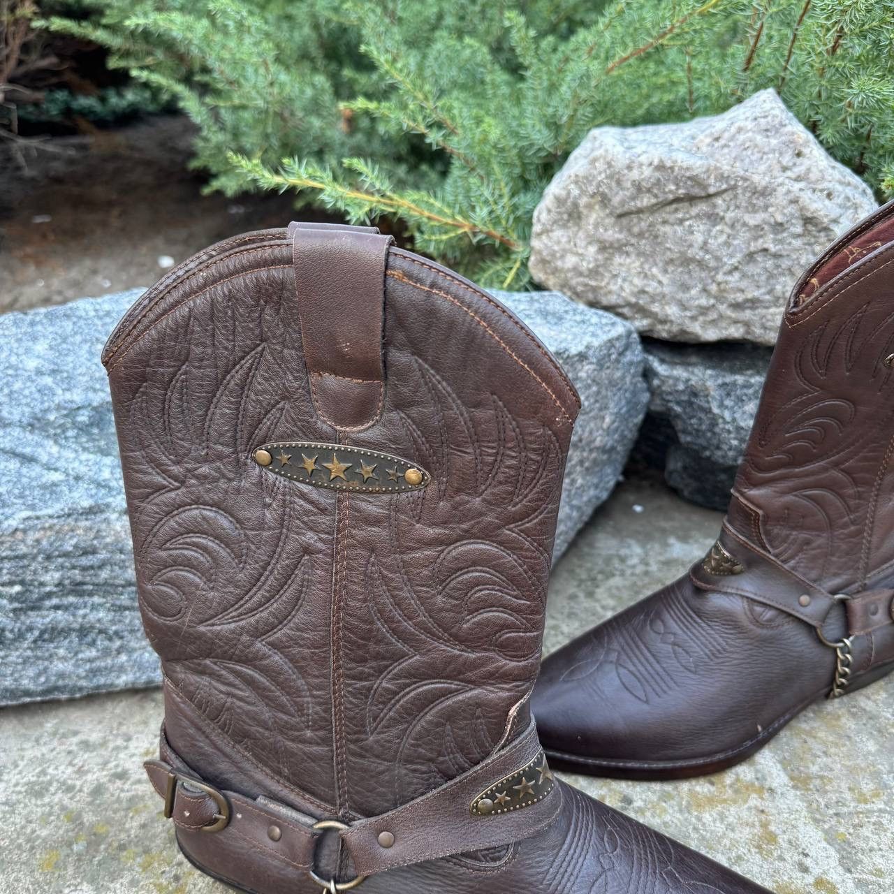 Le Grande Bleu (L.G.B.) VTG Japanese Style Western Blue river Cowboy Leather Boots Size US 12 / EU 45 - 4 Thumbnail