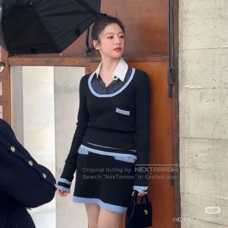 Chanel Chanel 24B blue and black colour block two-pocket wool ski Size 24" / US 00 / IT 34 - 3 Thumbnail