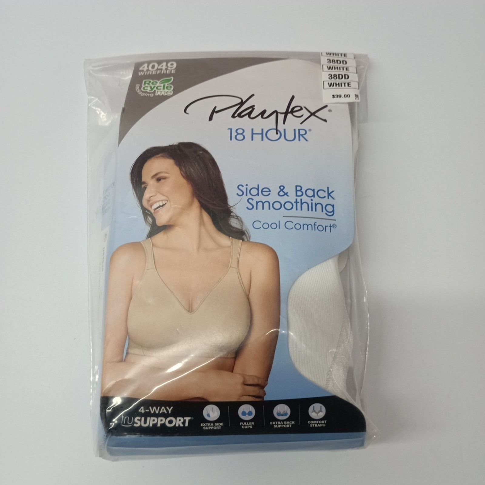 Other Playtex Wirefree Bra Women's Size 38DD White Side Smoothing Size ONE SIZE - 1 Thumbnail