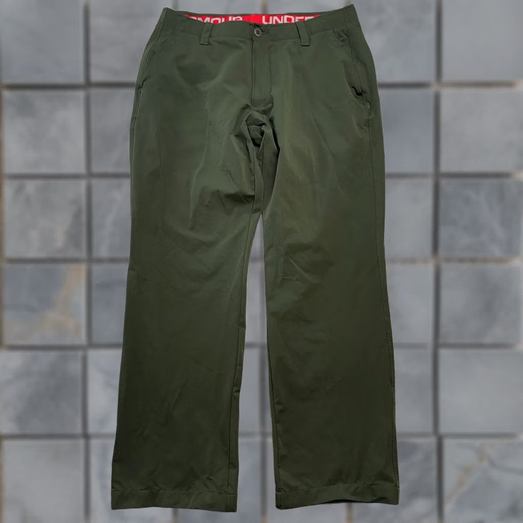 Under Armour Under Armour Pants Mens 36x32 Green Nylon Polyester Spandex Travel Chino Front Pockets Stretch Slim? Regular — Under Armour Size US 36 / EU 52 - 1 Thumbnail