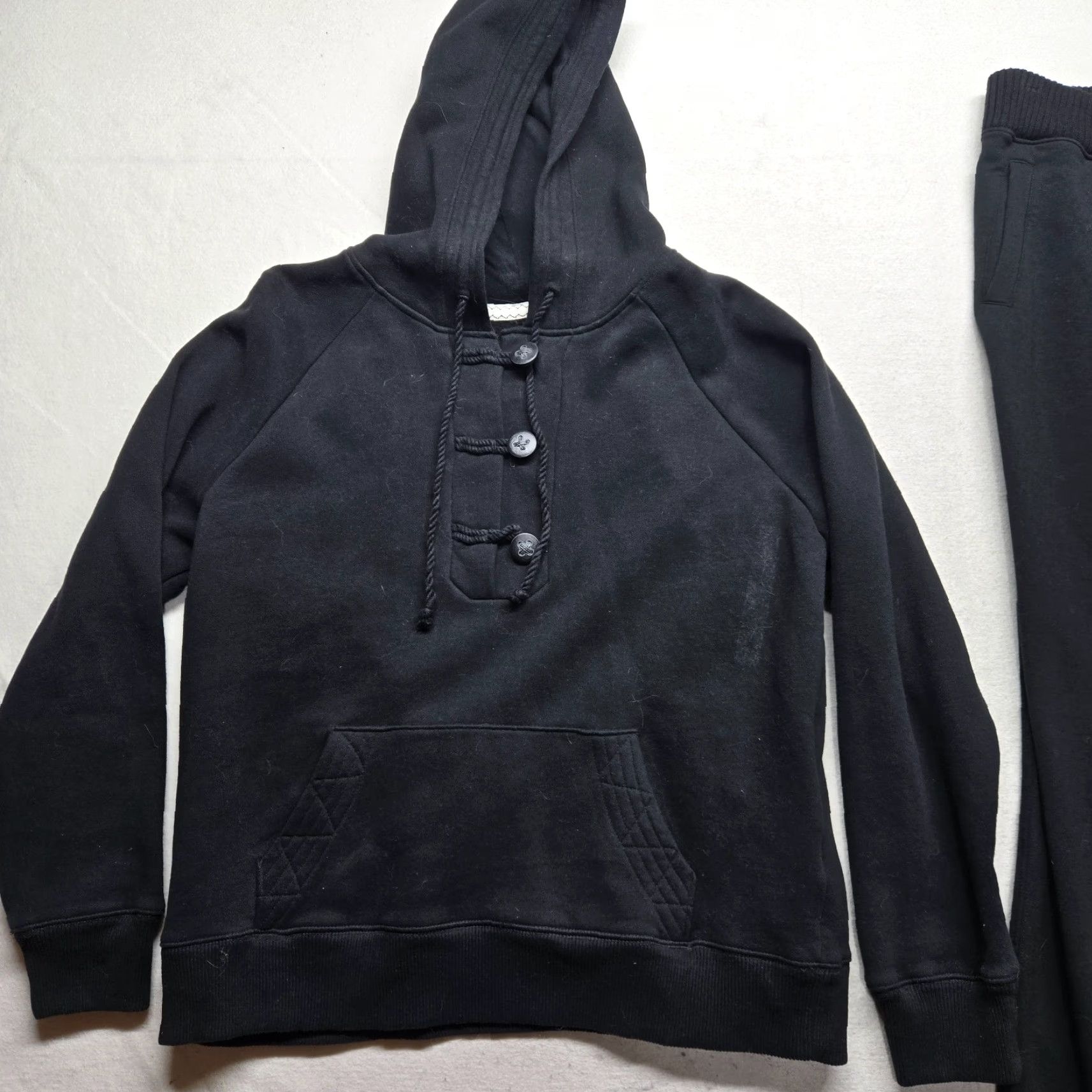 Old Navy Old Navy Jacket Women L Black Button Long Sleeve Hooded Coat Pants Set Vintage No Size L / US 10 / IT 46 - 2 Thumbnail