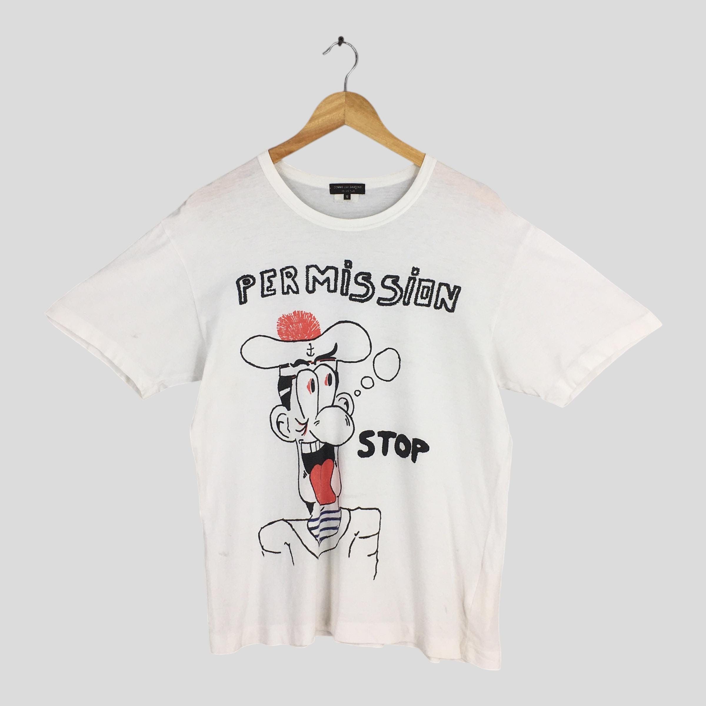 Vtg Comme Des Garcons Permission Stop White T shirt Medium