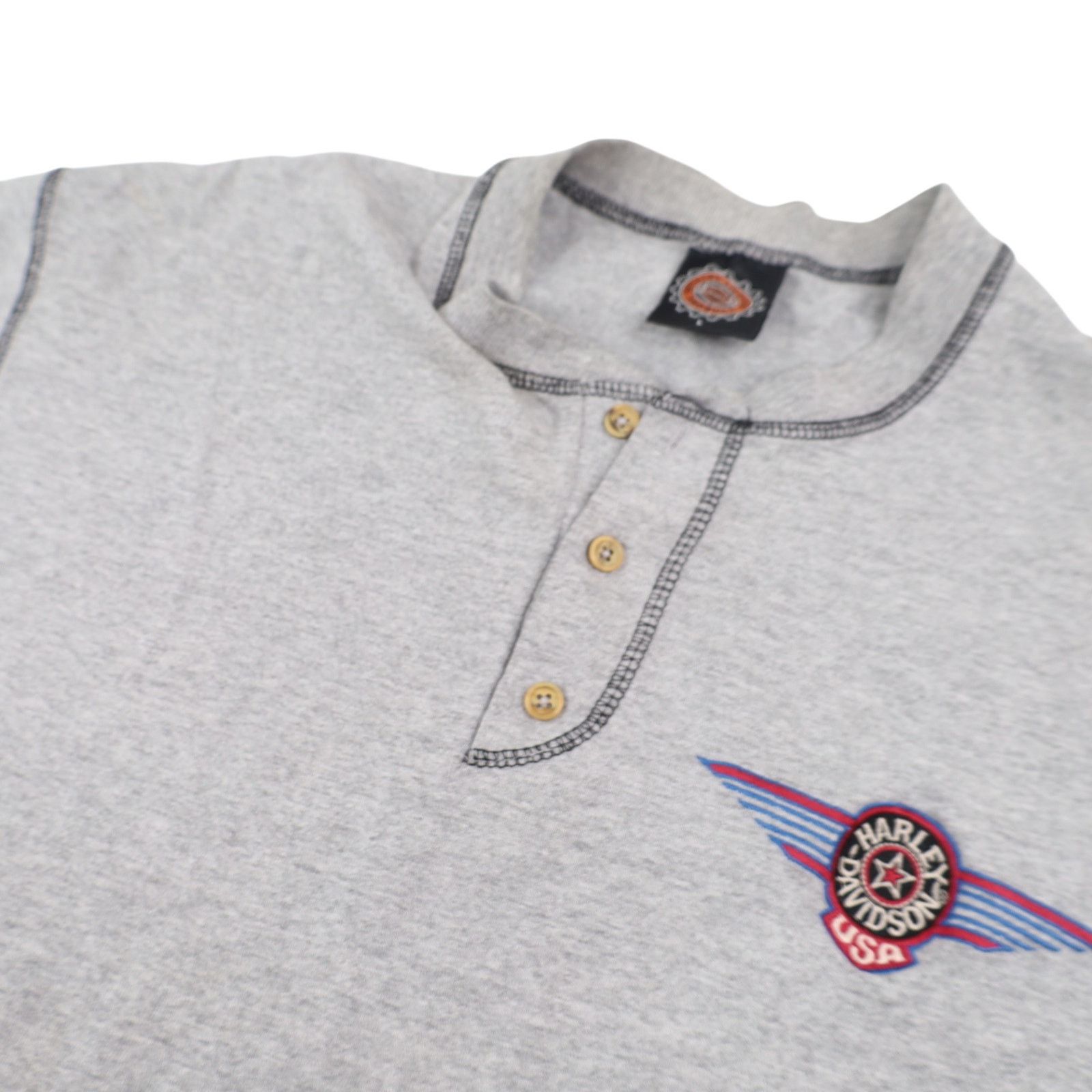 Harley Davidson × Vintage Vintage Harley Davidson USA Henley T Shirt Size US L / EU 52-54 / 3 - 4 Thumbnail