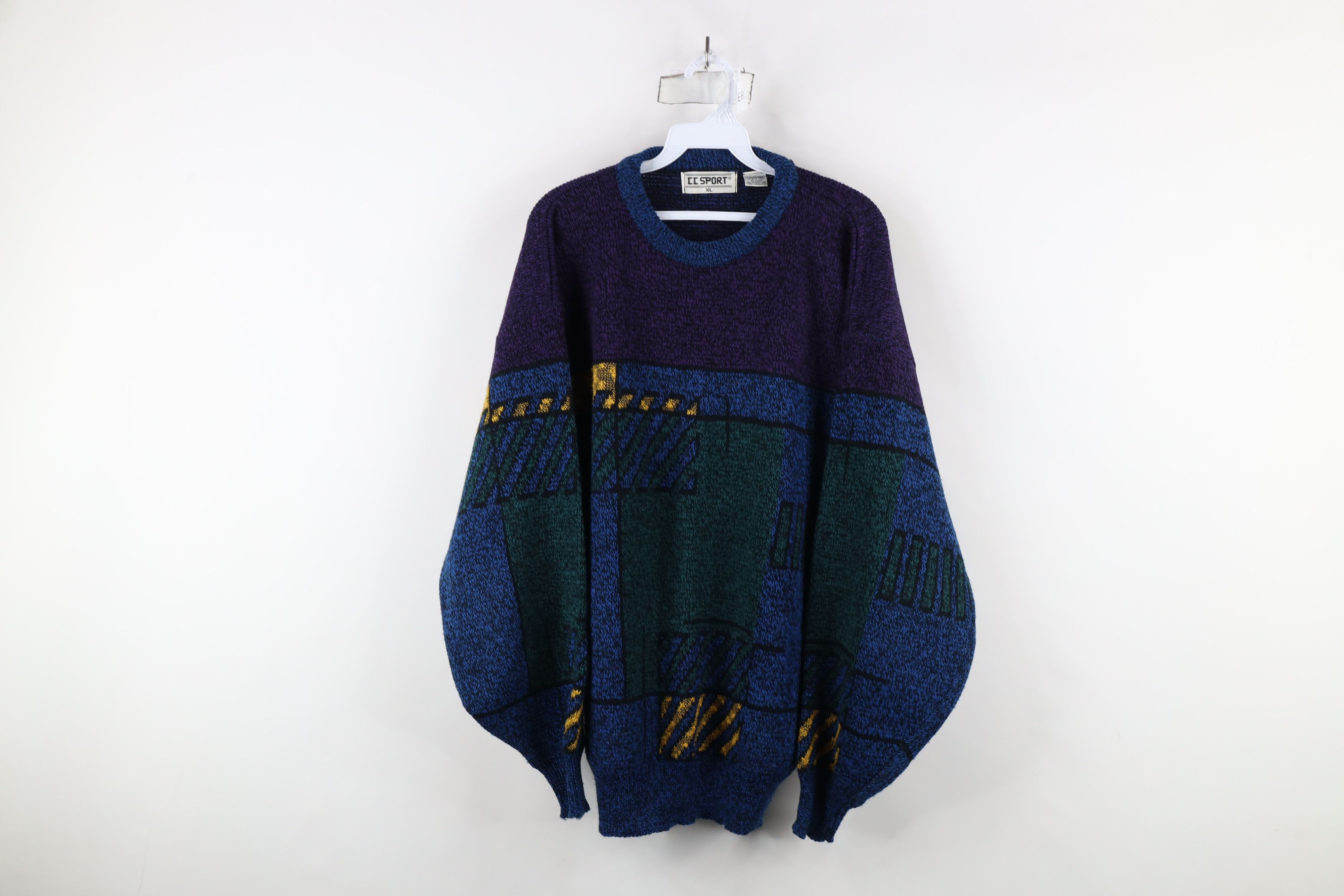 Vintage Vintage 90s Coogi Style Rainbow Geometric Knit Sweater Size US XL / EU 56 / 4 - 1 Thumbnail
