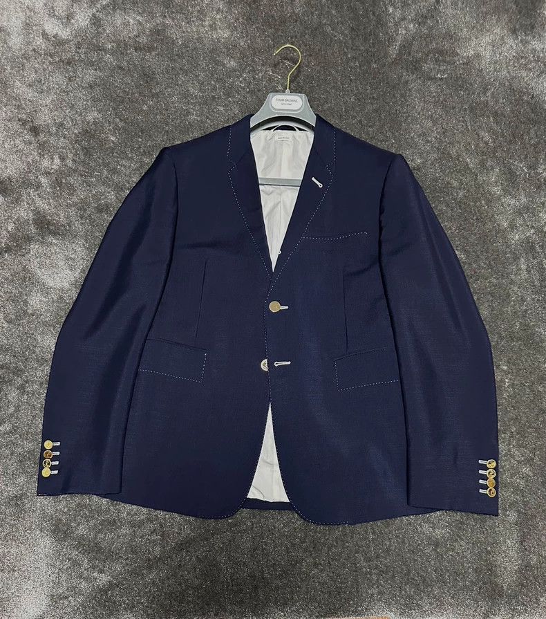 Thom Browne Thom BrowneIllusion design dark blue suit jacket 2503-Next Size US L / EU 52-54 / 3 - 1 Thumbnail