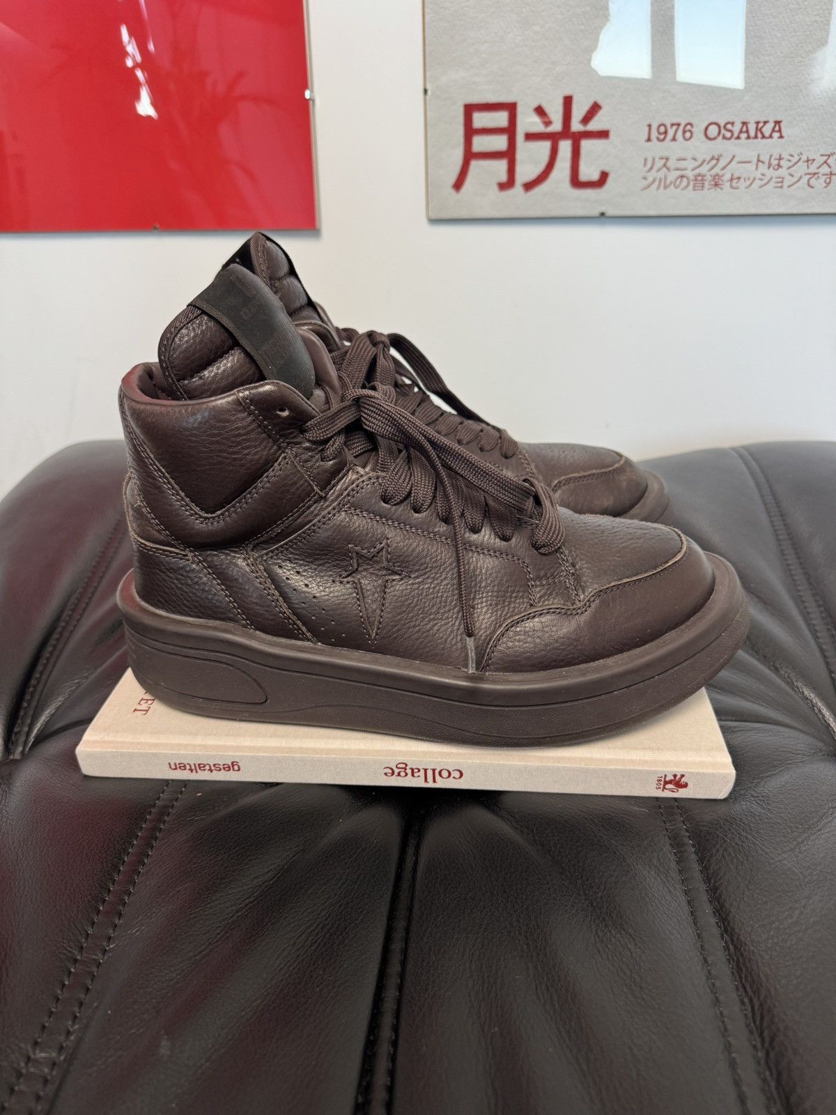 Rick Owens RICK OWENS CONVERSE TURBOWPN DARK BROWN LEATHER SNEAEKERS HI Size US 8.5 / EU 41-42 - 1 Thumbnail
