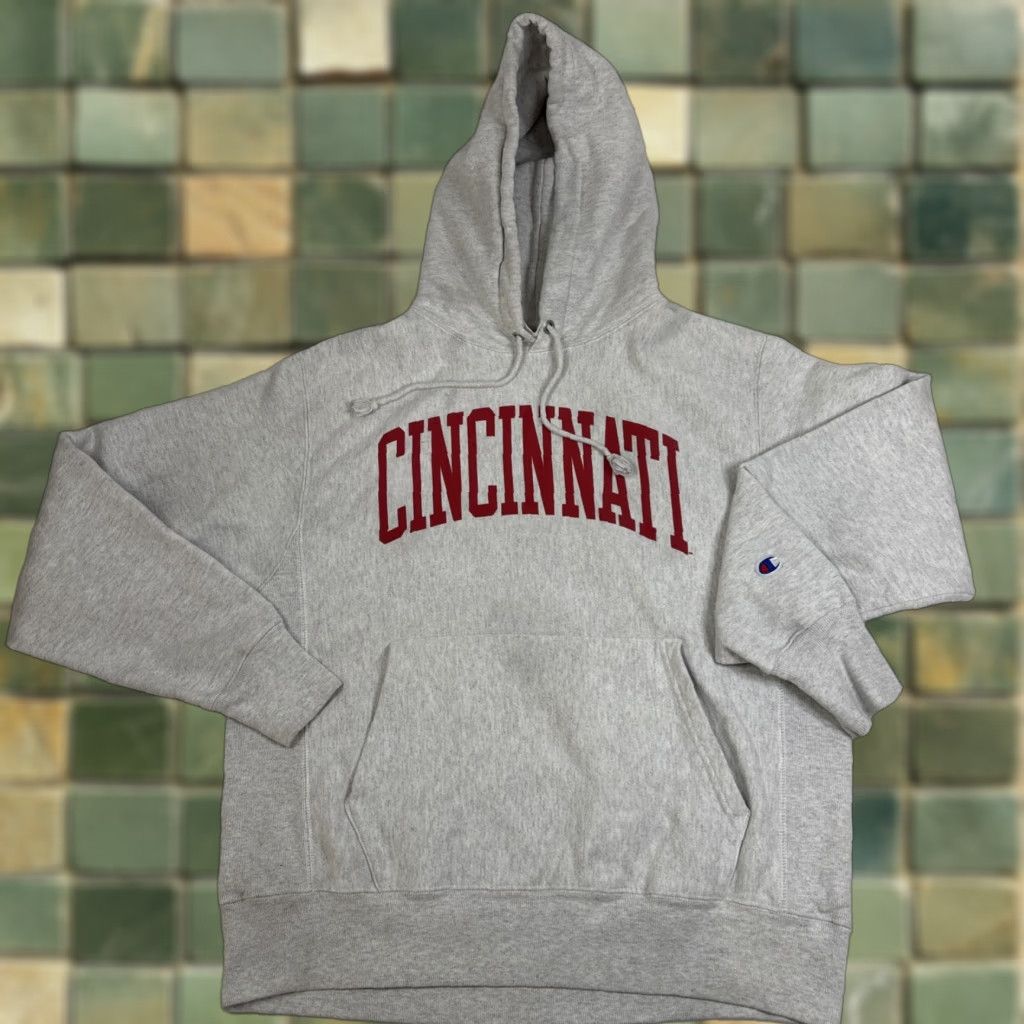 Champion VINTAGE Champion Reverse Weave Hoodie Men’s XL Gray Univ Cincinnati Bearcats Pullover Reversible Size US XL / EU 56 / 4 - 1 Thumbnail