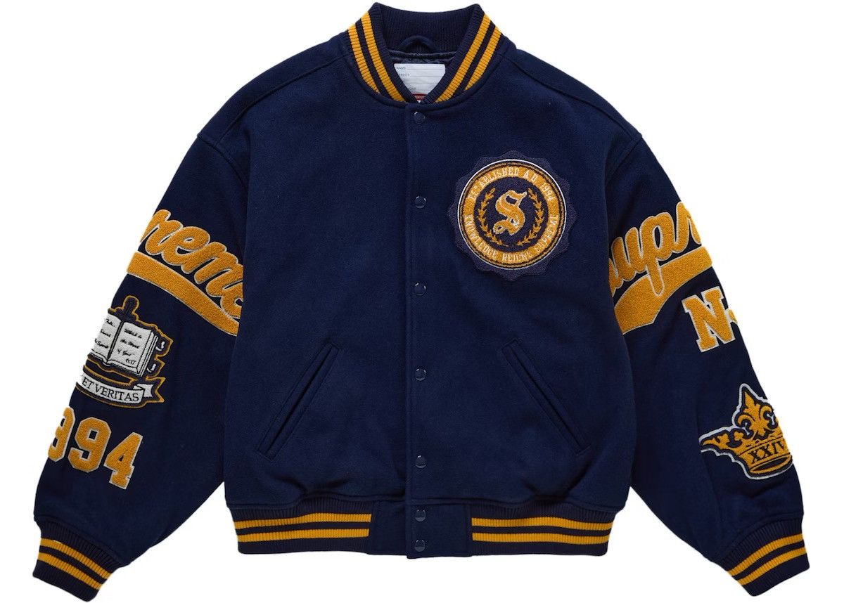 Supreme SUPREME VERITAS VARSITY JACKET SIZE MEDIUM BLUE Size US L / EU 52-54 / 3 - 1 Thumbnail