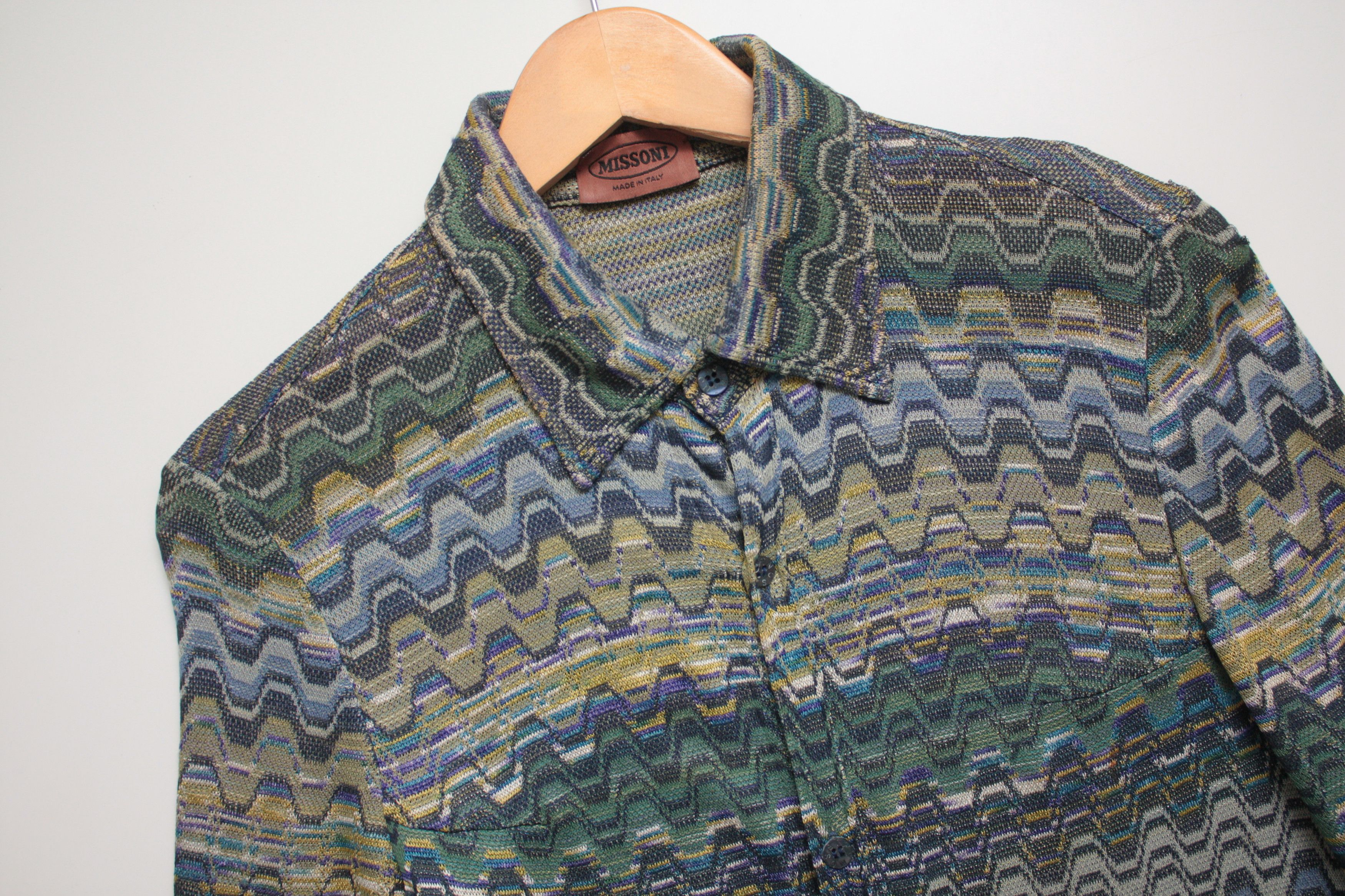 Missoni Vintage Abstract Knitted Shirt Made In italy WNS 38