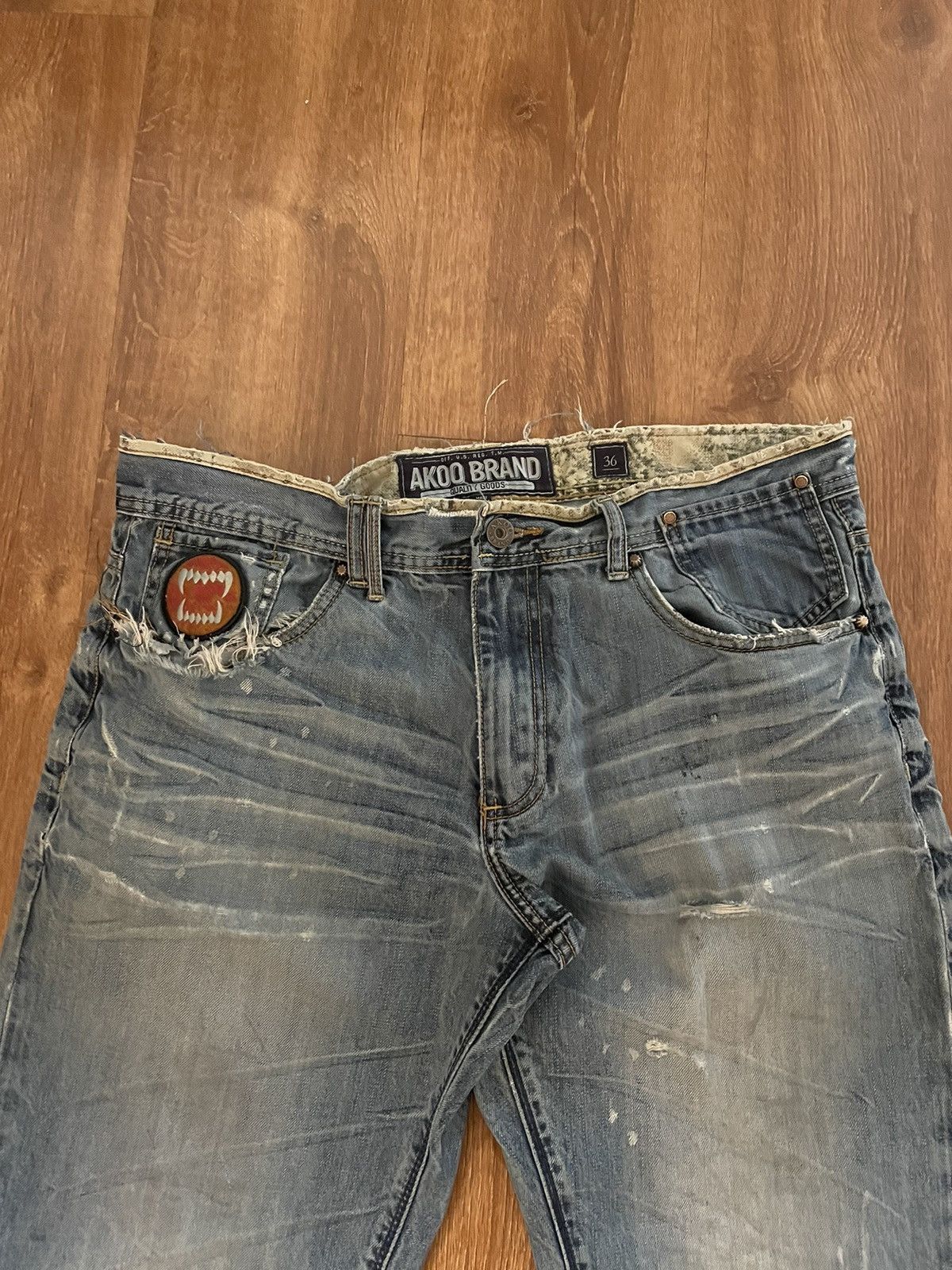 AKOO Crazy Y2K Akoo Ed Hardy/JNCO Type Light Jeans Size US 36 / EU 52 - 3 Thumbnail