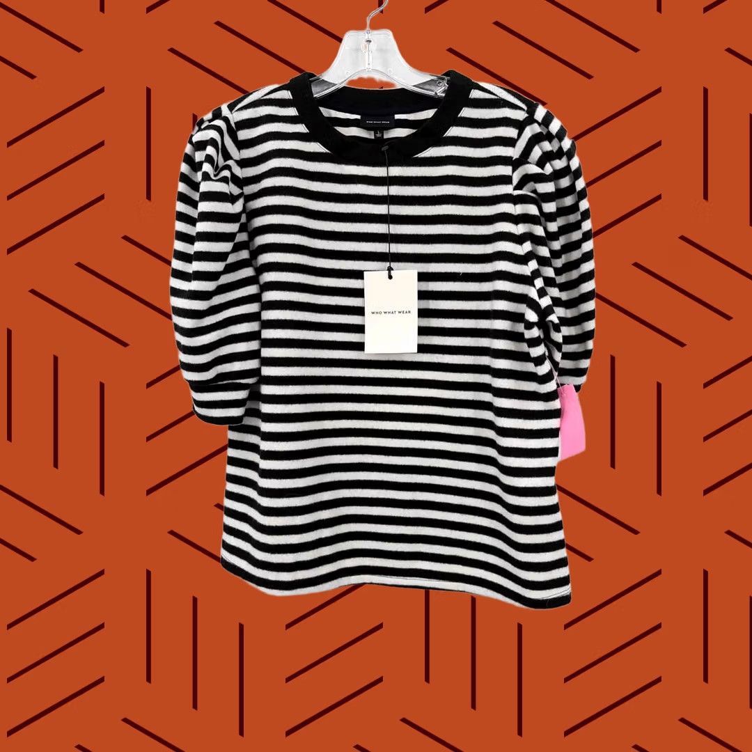 Vintage Who What Wear Blouse Black Stripe Large Size L / US 10 / IT 46 - 1 Thumbnail
