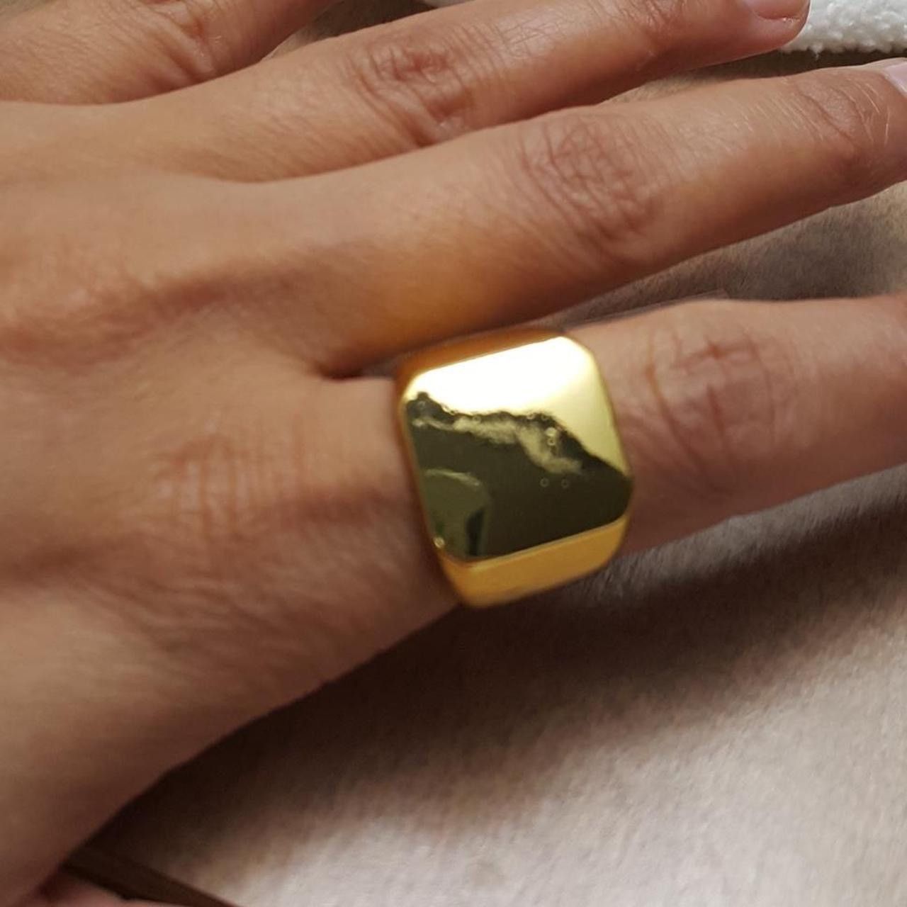 Ring Of Fire Gold Tone Biker Style Width Signet Square Ring size-9.75 Size ONE SIZE - 3 Thumbnail