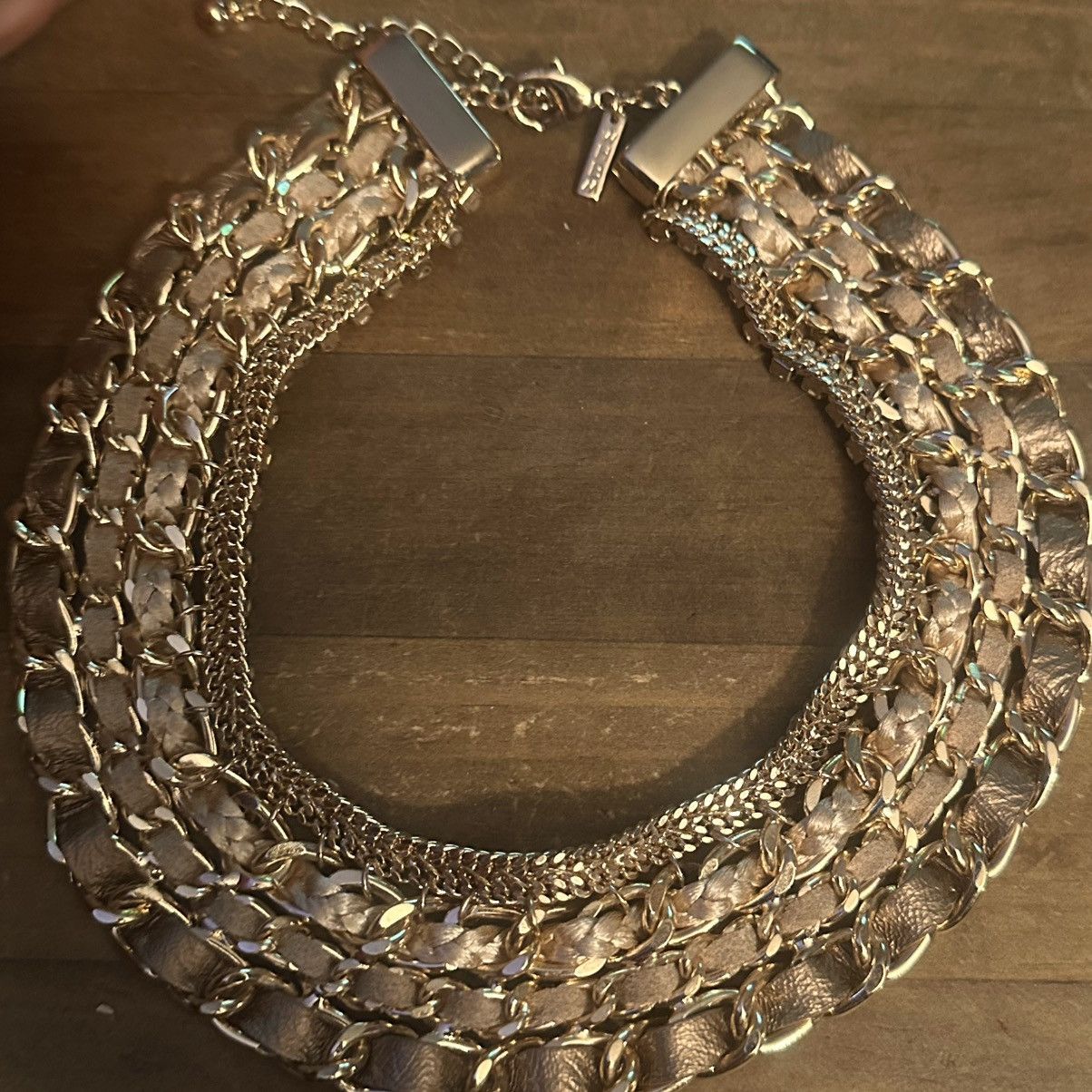 White House Black Market WHBM gold tone woven statement collar necklace Size ONE SIZE - 4 Thumbnail