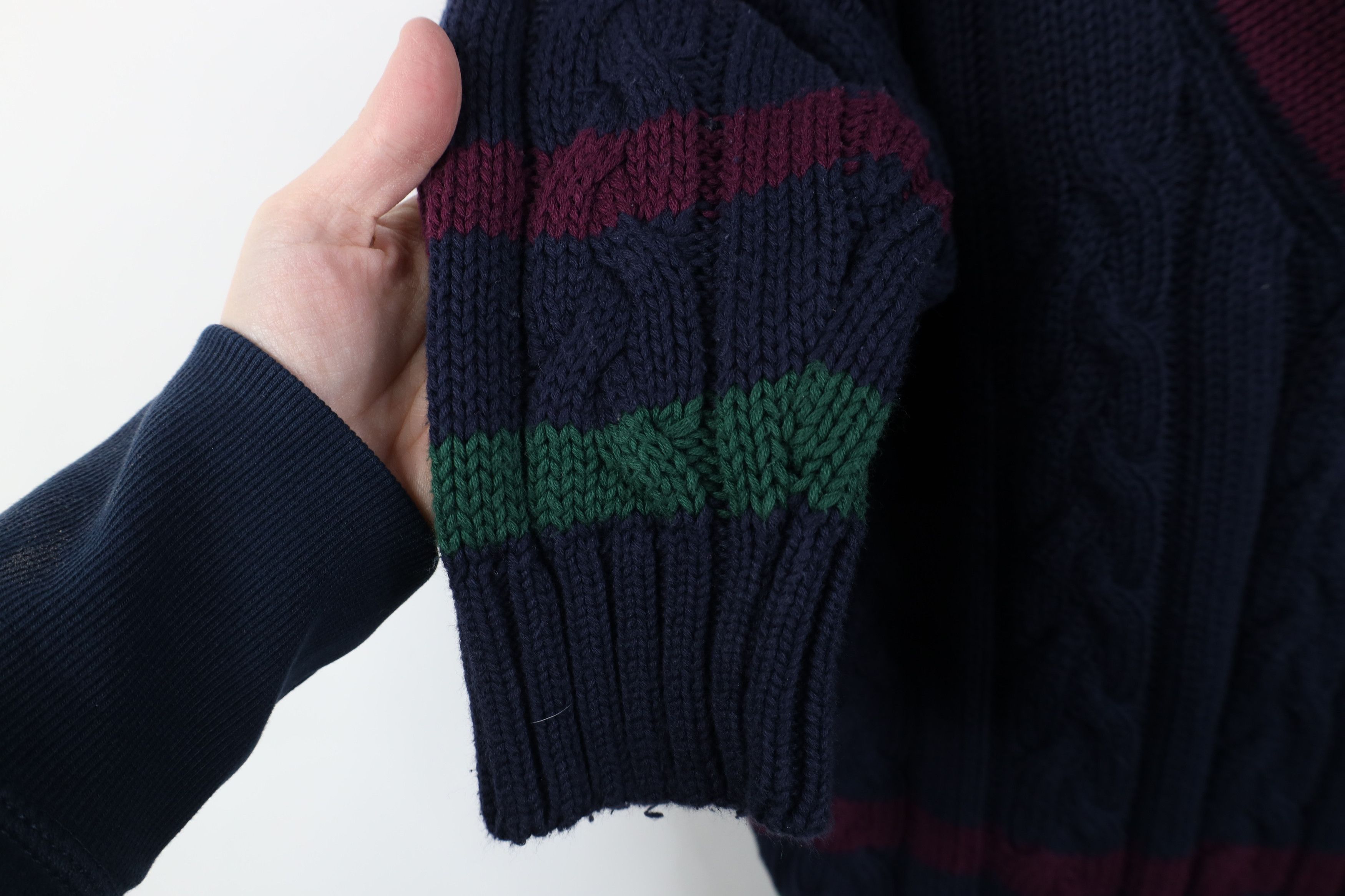 Vintage Vintage 90s Dapper Heavy Chunky Cable Knit V-Neck Sweater Size US L / EU 52-54 / 3 - 6 Thumbnail