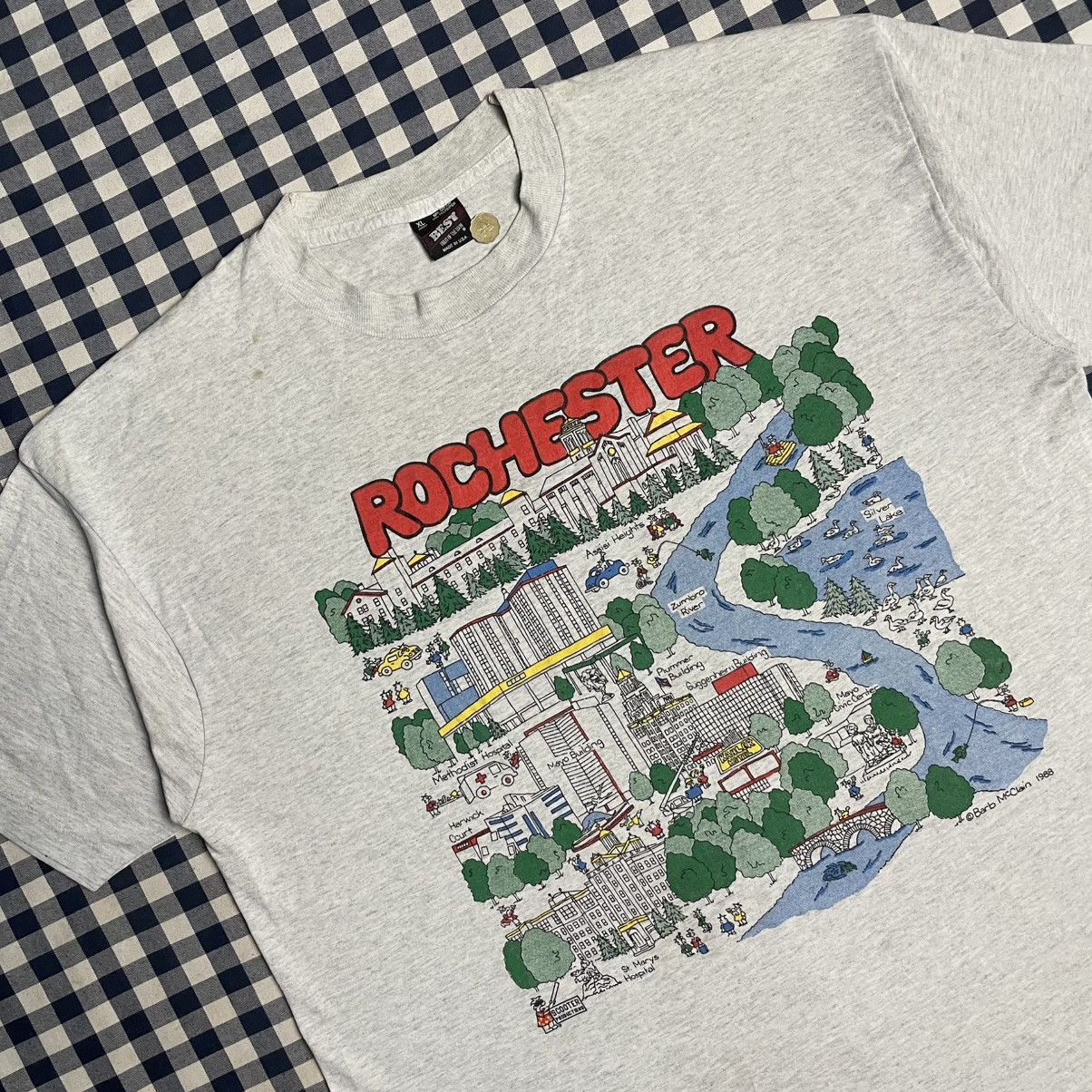Vintage Tee Rochester Maps Vintage ©1988 by Barb McClain Size US XL / EU 56 / 4 - 2 Thumbnail