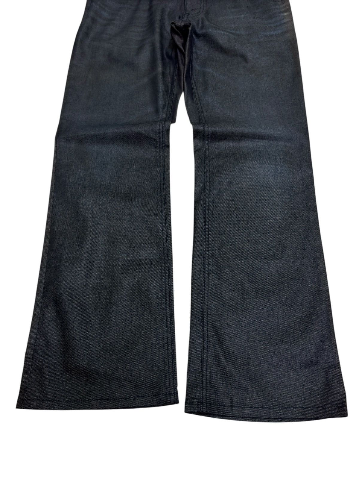 Vintage Flare Comme Ça Men Waxed Black Jeans Coated Back Faded Marks Size US 31 - 6 Thumbnail