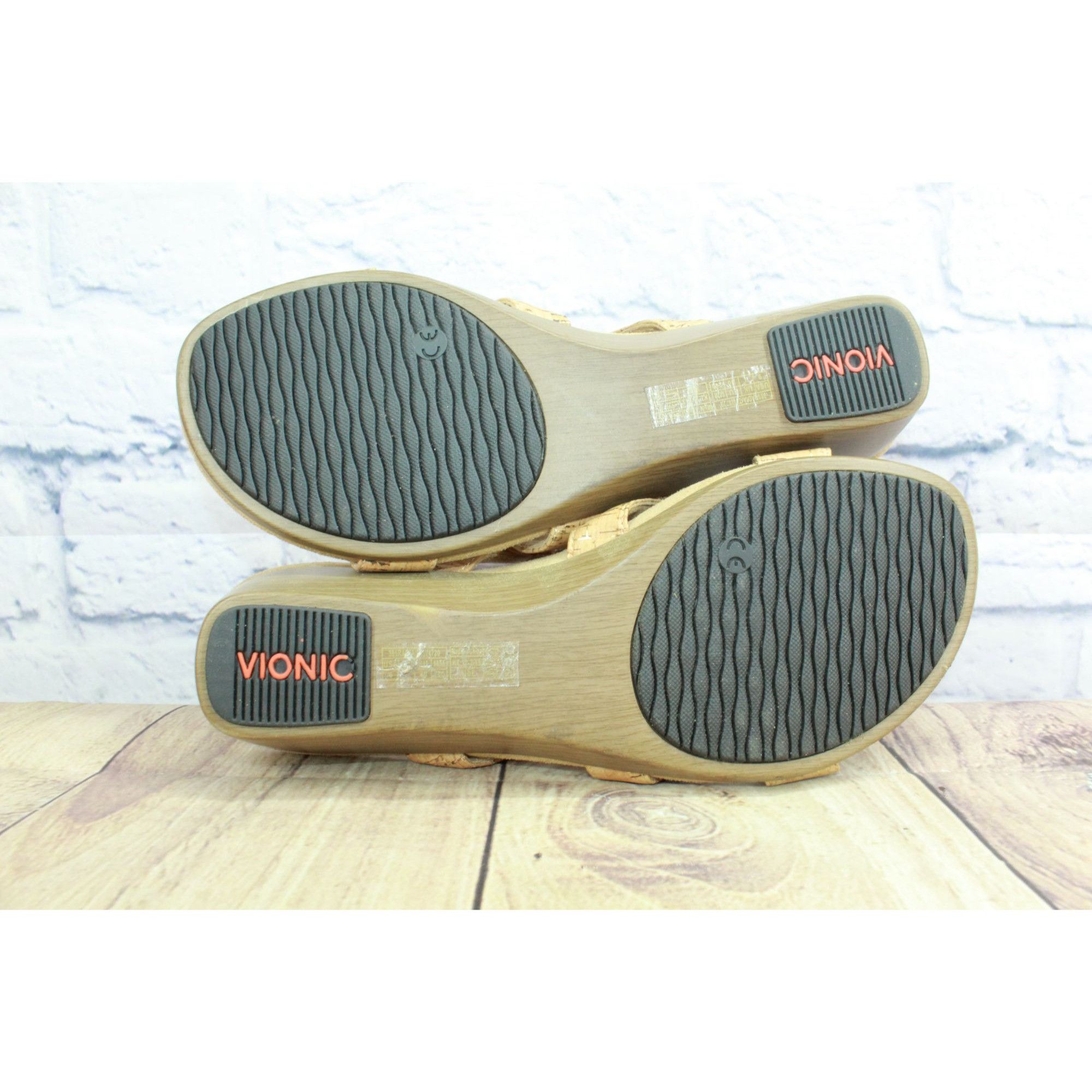 Vionic Vionic Radia Brown Leather Cork Wedge Sandals Size 9 Size US 9 / IT 39 - 9 Thumbnail