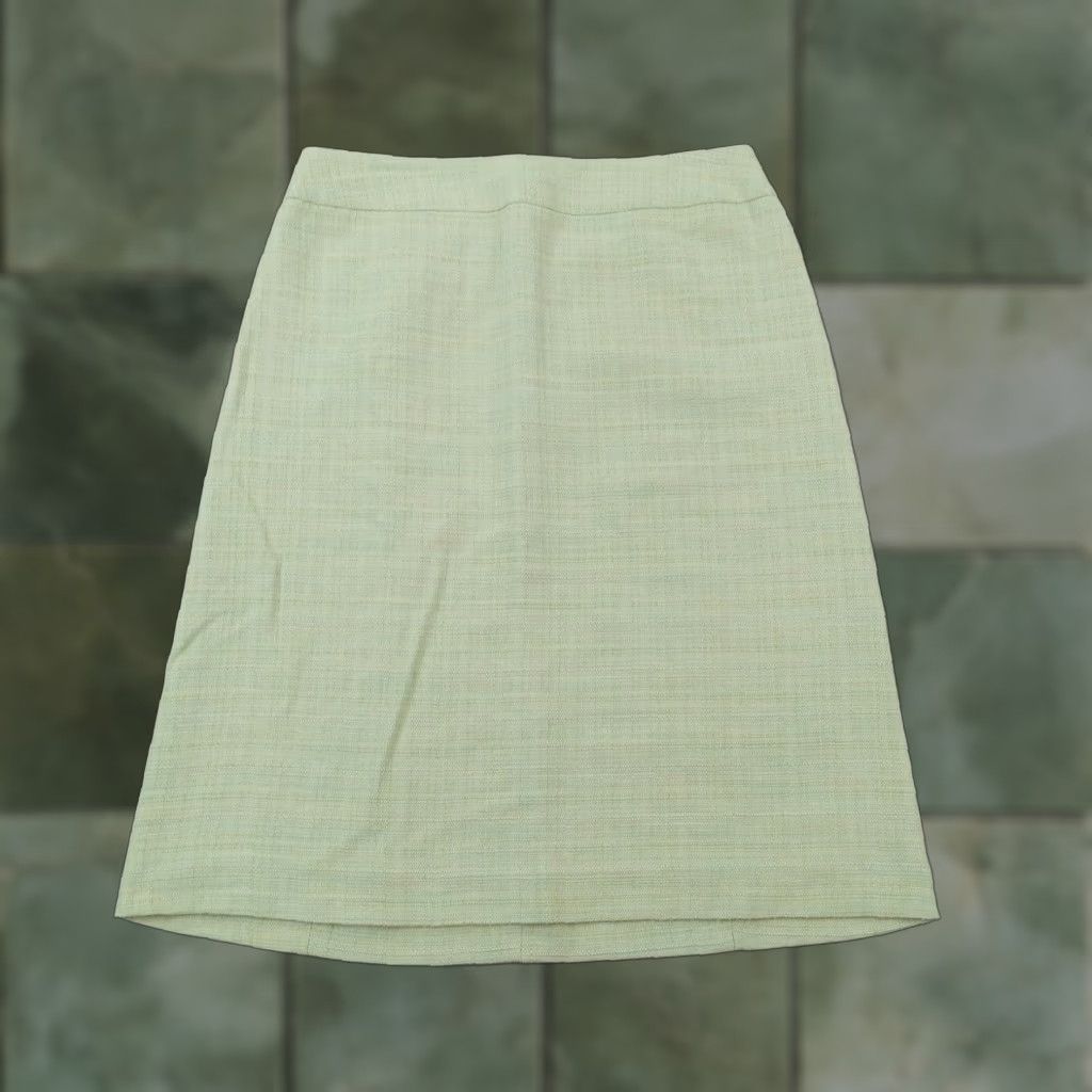 Vintage Dana Buchman Green Knee Length Lined A-Line Skirt Womens 8 Cotton Casual Size 30" / US 8 / IT 44 - 1 Thumbnail