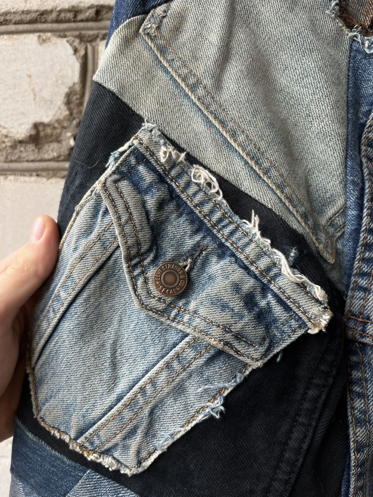 Japanese Brand × Levi's × Vintage Vintage Levi’s Rare denim patchwork jacket 501 pants Size US XL / EU 56 / 4 - 7 Thumbnail