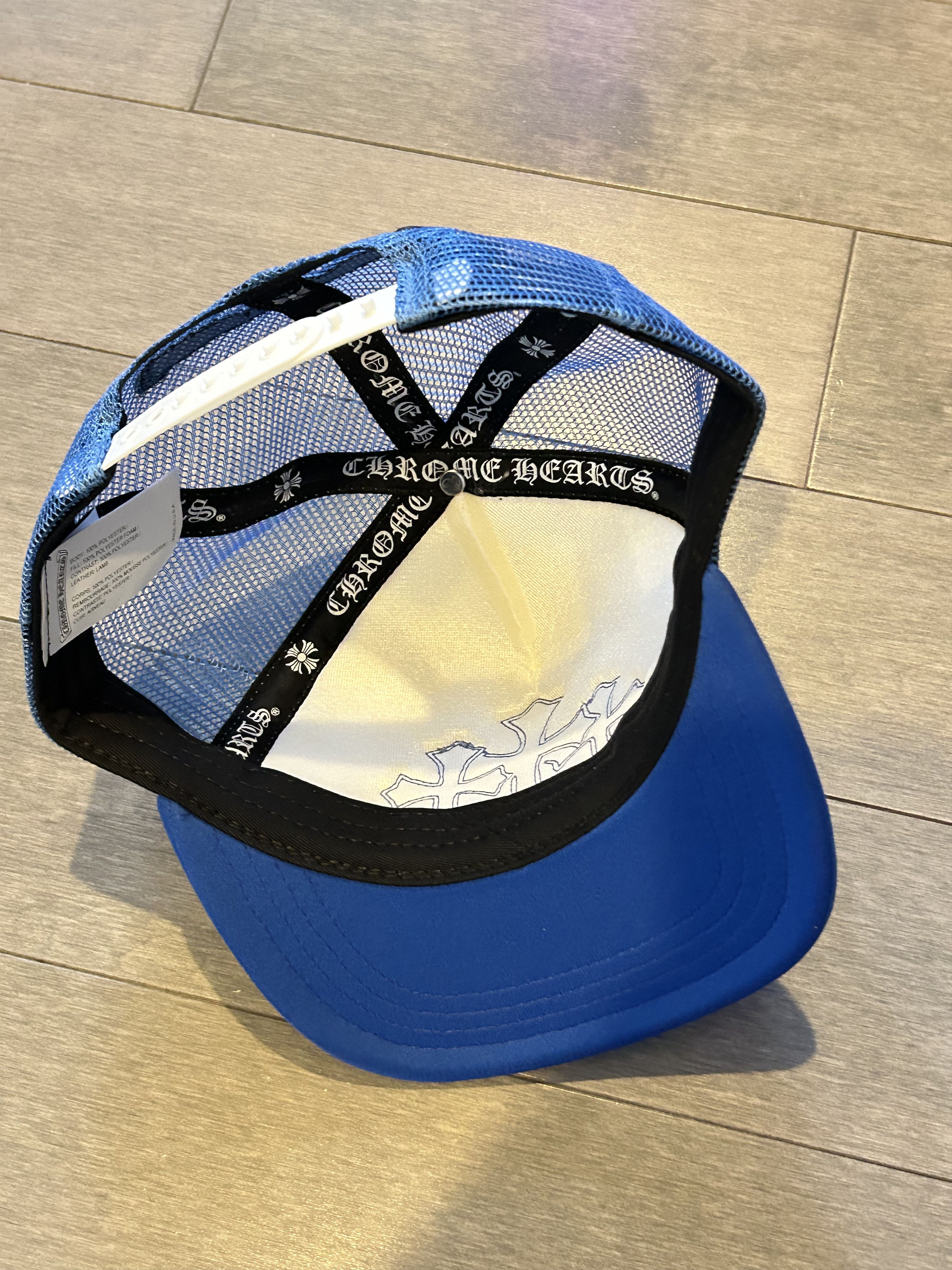 Chrome Hearts Chrome Hearts Cemetery Leather Patch Trucker Hat Blue Size ONE SIZE - 3 Thumbnail