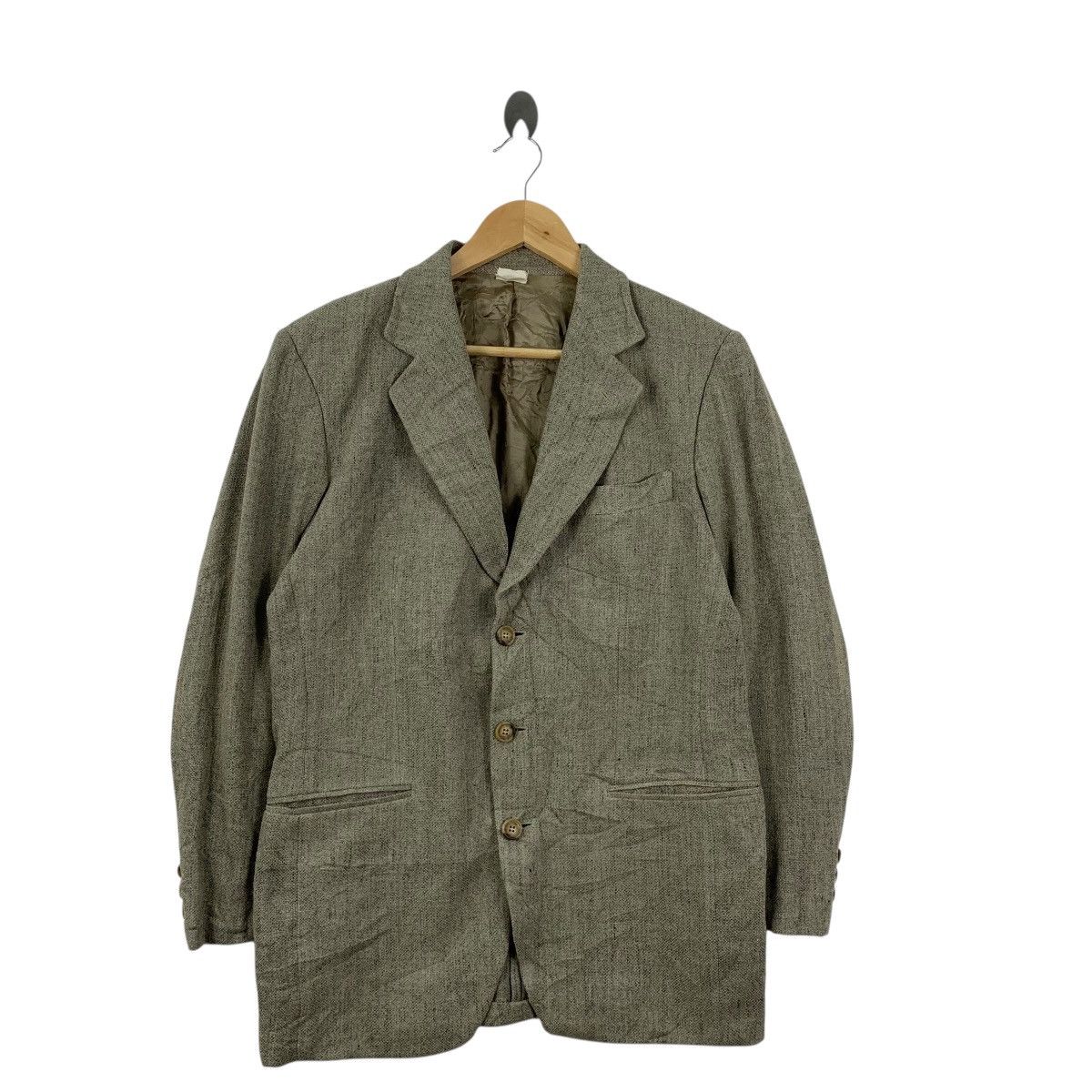 Adolfo Dominguez Vintage ADOLFO DOMINGUEZ Silk Linen Blazer Coat Peacoat Size 46L - 4 Thumbnail