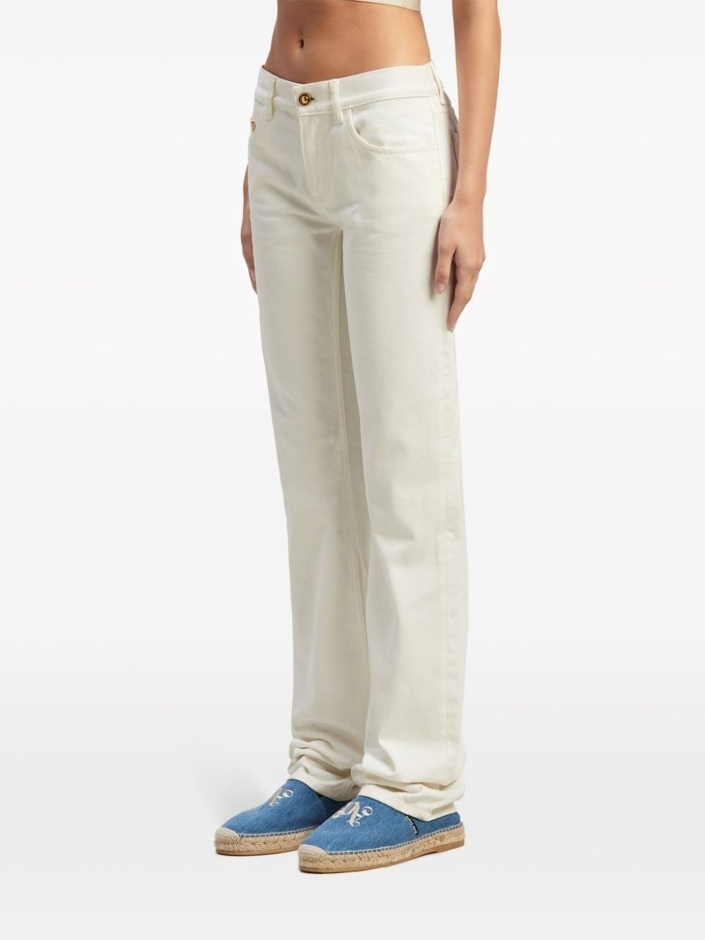 Palm Angels o1s22i1n0824 Gold Metal Detailing Jeans in White Size 27" / US 4 / IT 40 - 4 Thumbnail