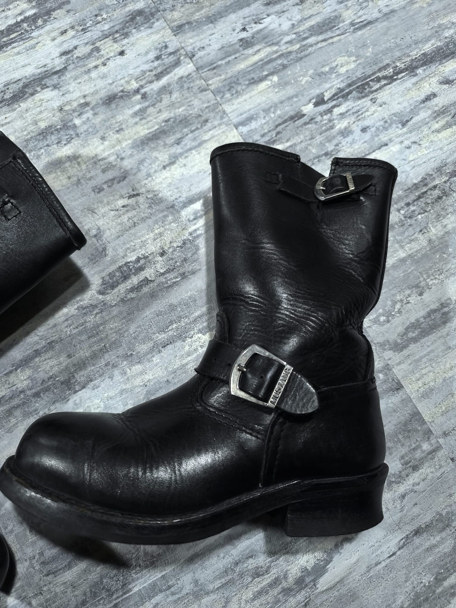 Other Vintage Black Leather Harness Moto Girl Steel Toe Boots Size US 7.5 / IT 37.5 - 5 Thumbnail
