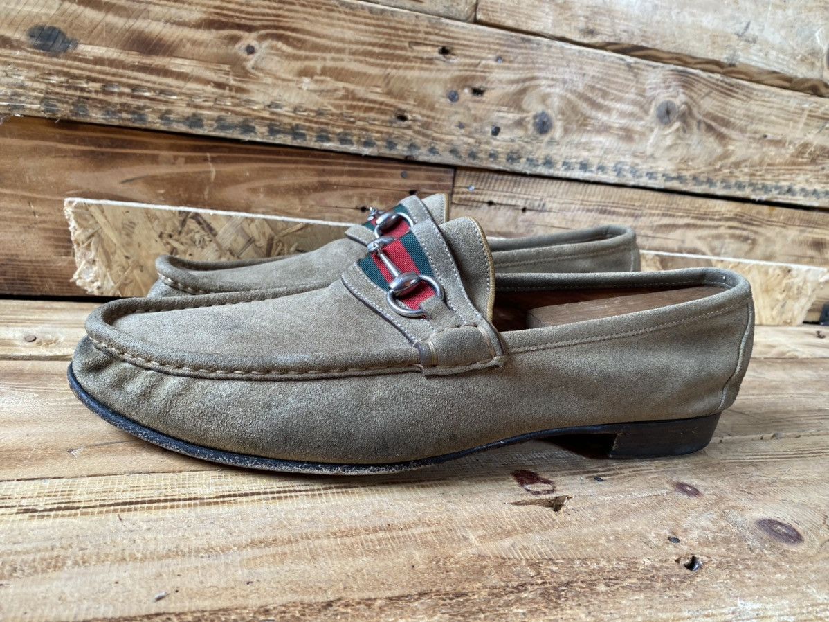 Gucci Gucci horsebit 3 stripes suede gray loafers sz uk 11D Size US 12 / EU 45 - 6 Thumbnail