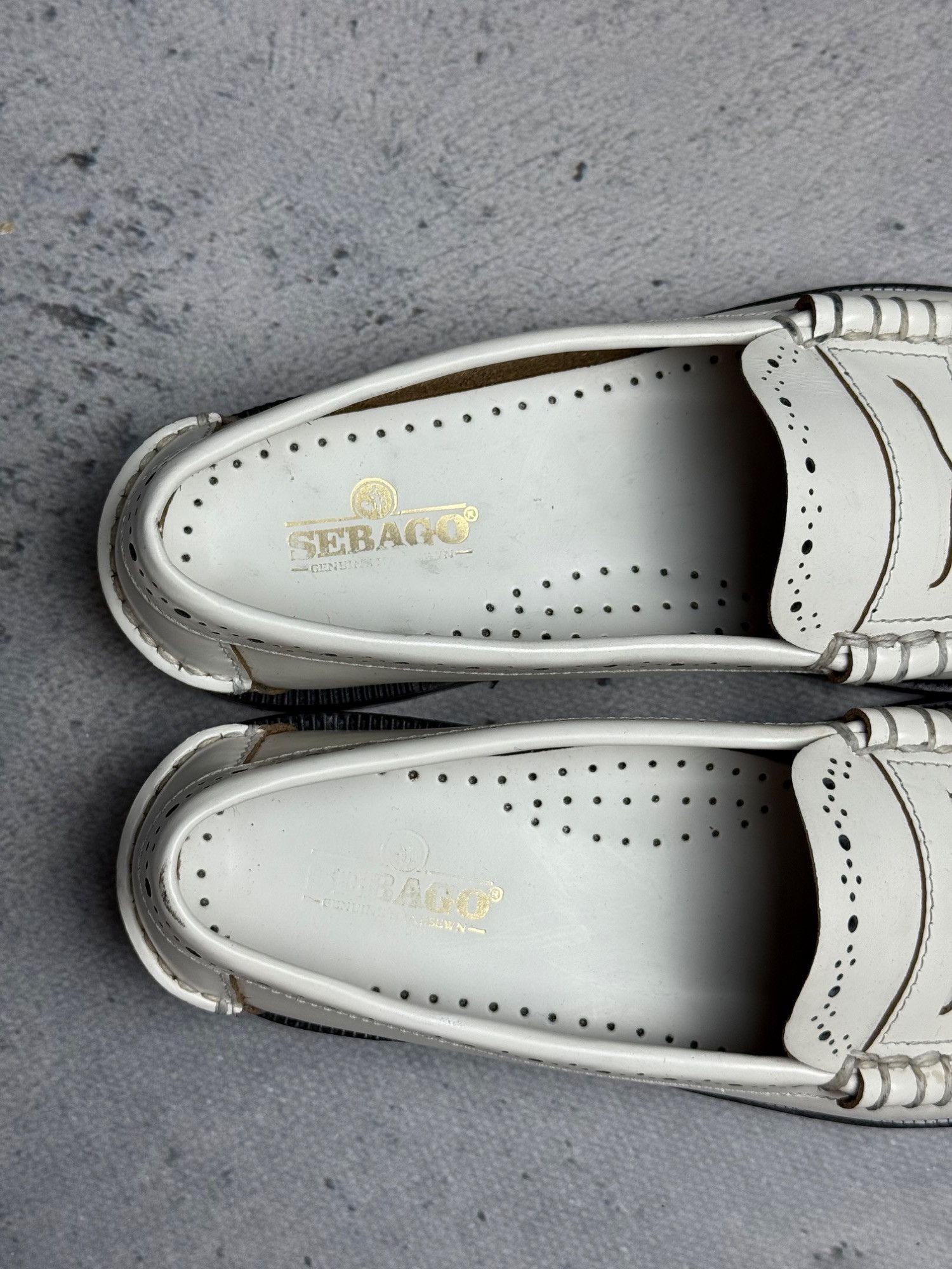 Sebago Sebago Womens Vintage White Leather Loafers With Perforated Size US 7 / IT 37 - 14 Thumbnail
