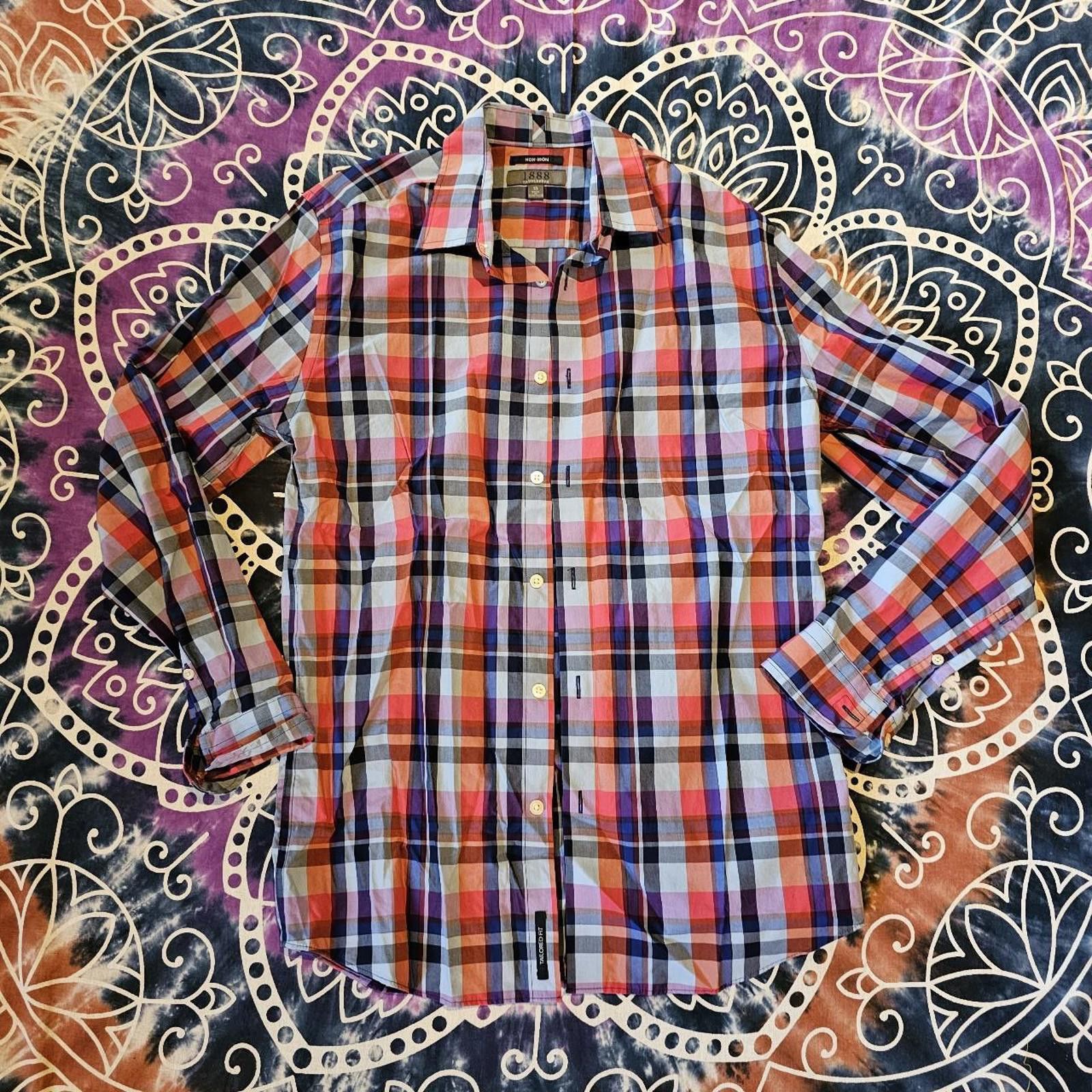 Designer MEN'S PLAID NON-IRON BUTTON DOWN SHIRT Size US S / EU 44-46 / 1 - 1 Thumbnail