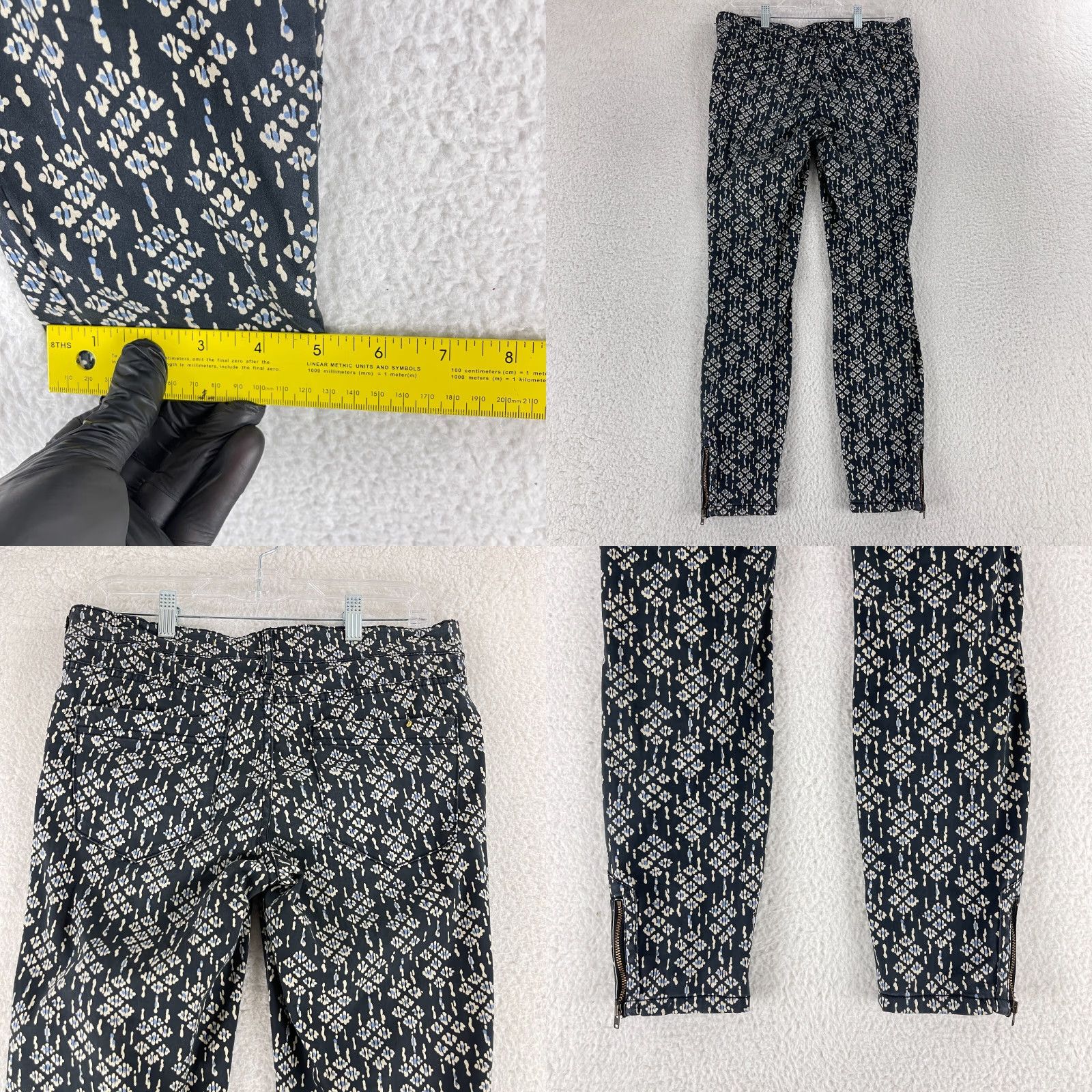 Anthropologie Anthropologie Pilcro Black Serif Fit Ankle Zip Pants Womens Mid-Rise 28 Geometric Pattern Cotton Modal Spandex Regular Leg Skinny Inseam 28" Brown? Size 28" / US 6 / IT 42 - 9 Thumbnail