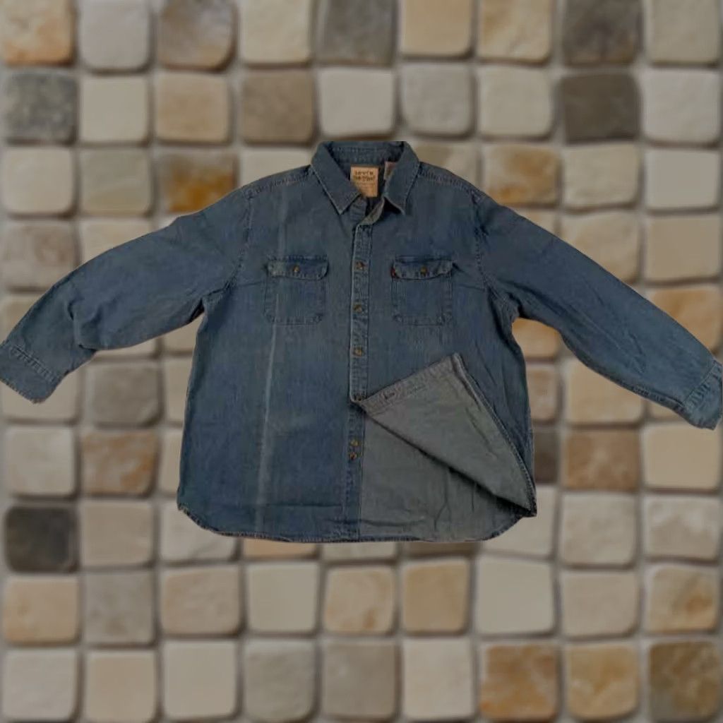 Levi's VINTAGE Levi's Blue Denim Full Button Shirt 2XL Men EUC Horse Double Size US XXL / EU 58 / 5 - 1 Thumbnail