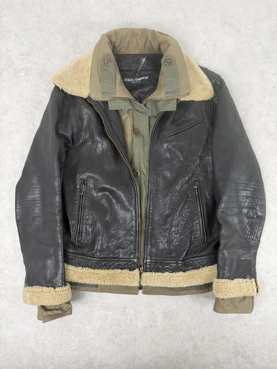 Dolce & Gabbana FW2005 Dolce & Gabbana Heavy Shearling Army Combat Leather Jacket Size US M / EU 48-50 / 2 - 5 Thumbnail