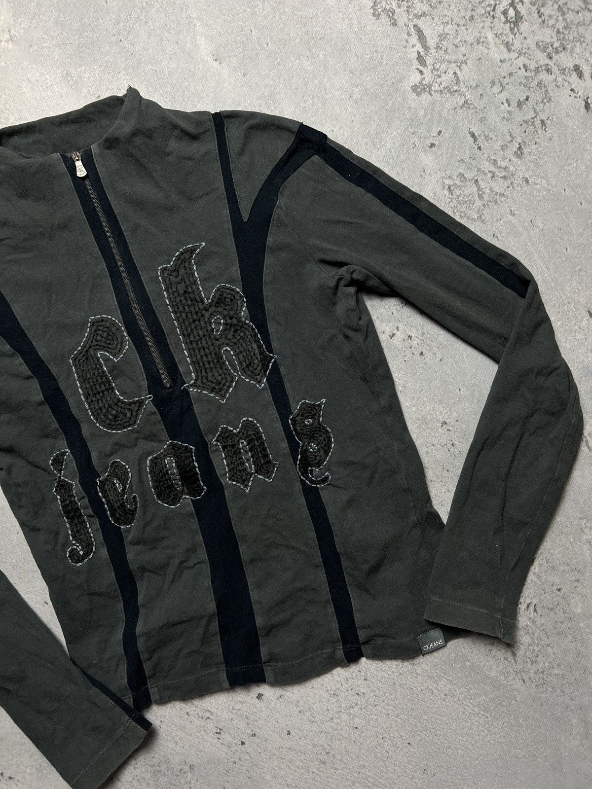 Calvin Klein Calvin Klein Jeans Half Zip-Up Y2K Washed Denim Sweater Size S / US 4 / IT 40 - 3 Thumbnail