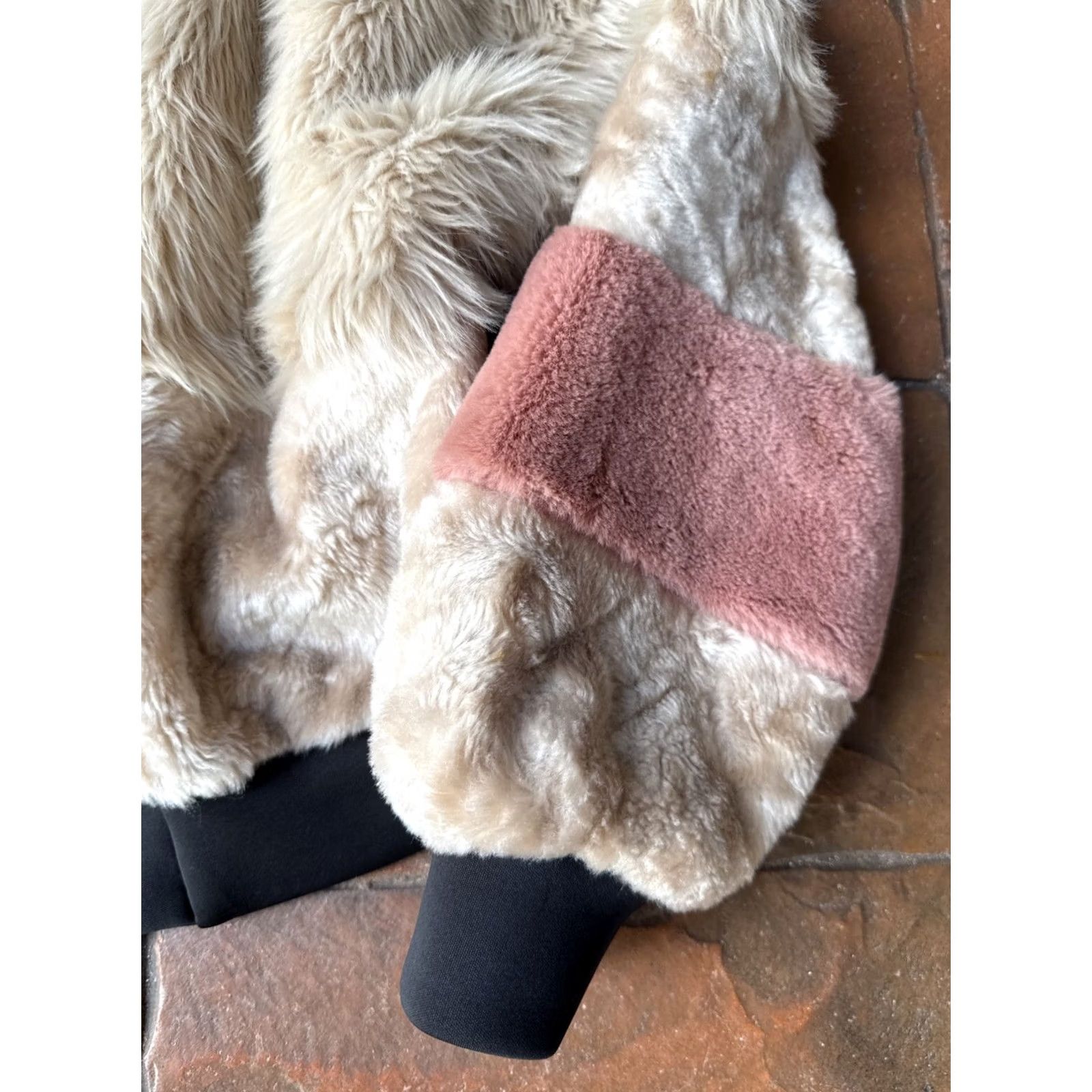 Young Fabulous & Broke VINTAGE Young Fabulous & Broke Paris Jacket Women's S/M Bomber Fur Faux Beige Open Trim Short Casual 24/7 Size S / US 4 / IT 40 - 5 Thumbnail