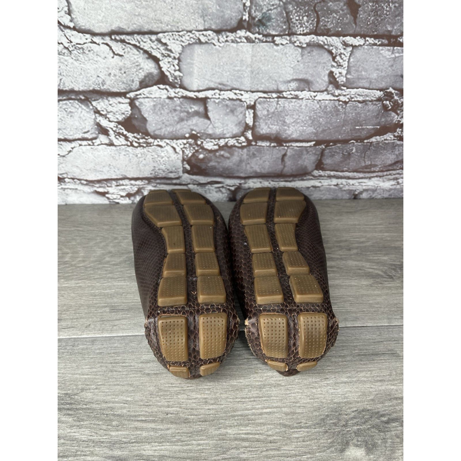 Cole Haan COLE HAAN Dark Mocha Brown Leather Python Print Shelby Flats Size US 7.5 / IT 37.5 - 19 Thumbnail