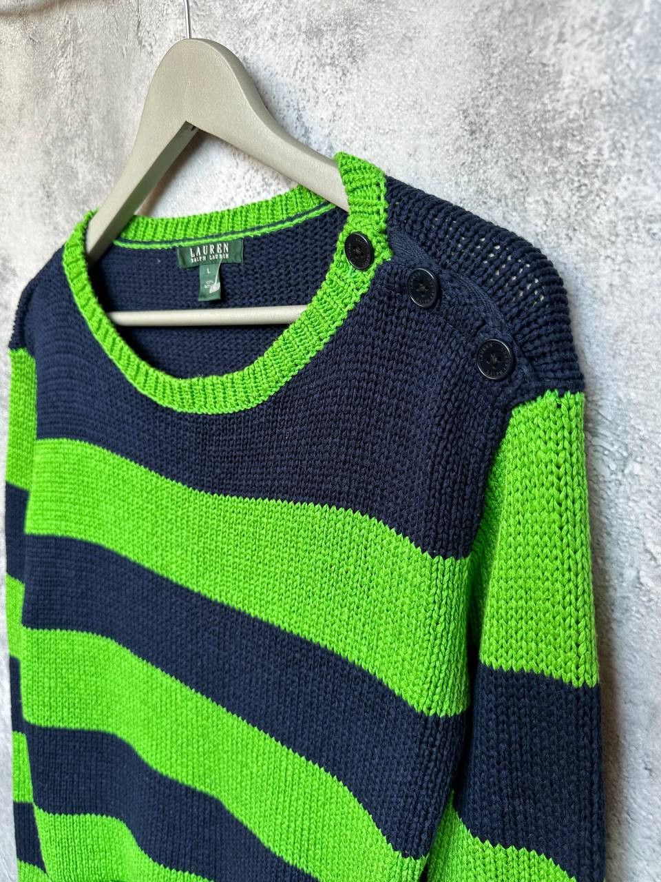 Lauren Ralph Lauren Lauren Ralph Lauren Vintage Acrylic Striped Knit Sweater Size L / US 10 / IT 46 - 6 Thumbnail