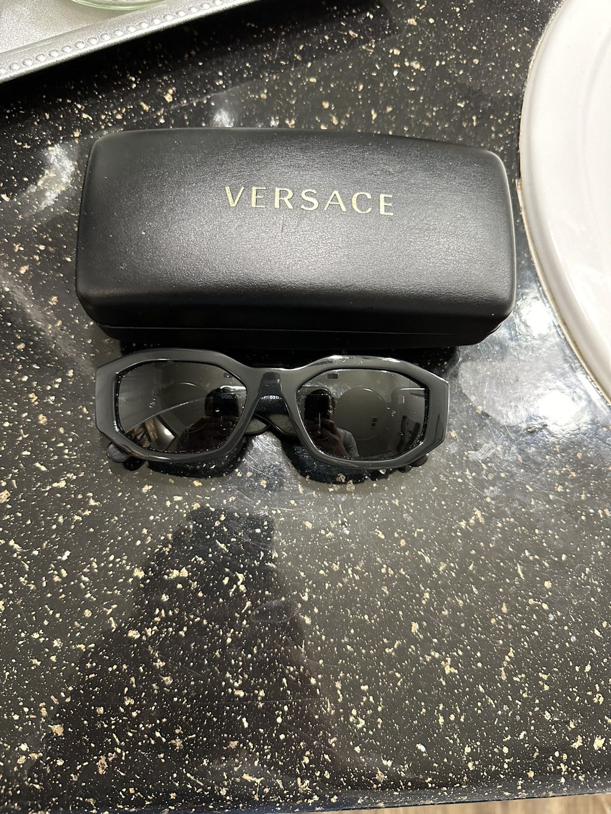 image of Versace Biggie Sunglasses in Black, Men's