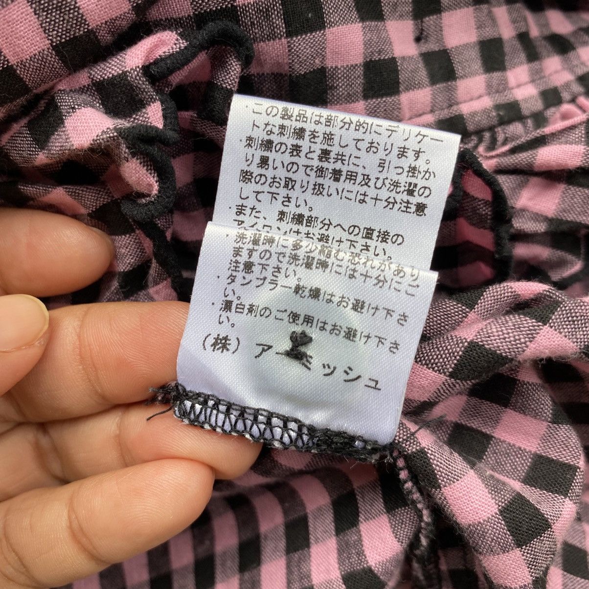 Japanese Brand ALGONGUINS Y2K Punk Pink Black Gingham Ruffle Blouse Size M / US 6-8 / IT 42-44 - 8 Thumbnail
