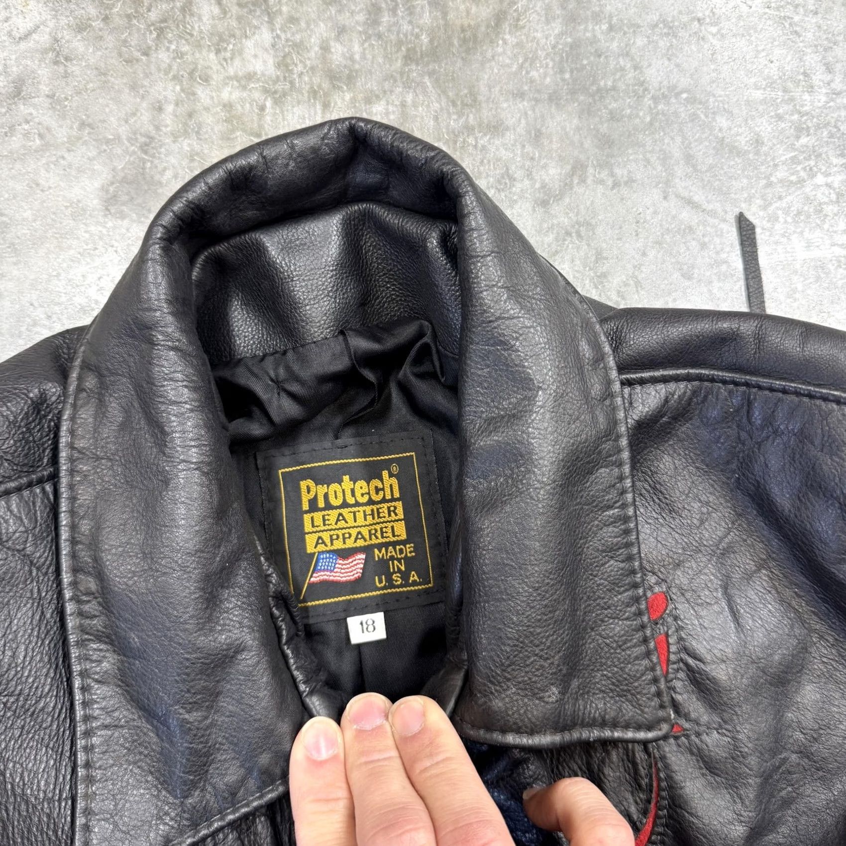 Vintage Protech Leather Jacket Girls S Black Fringe Embroidered Rose Made USA Western Motorcycle Jacket Size S / US 4 / IT 40 - 5 Thumbnail