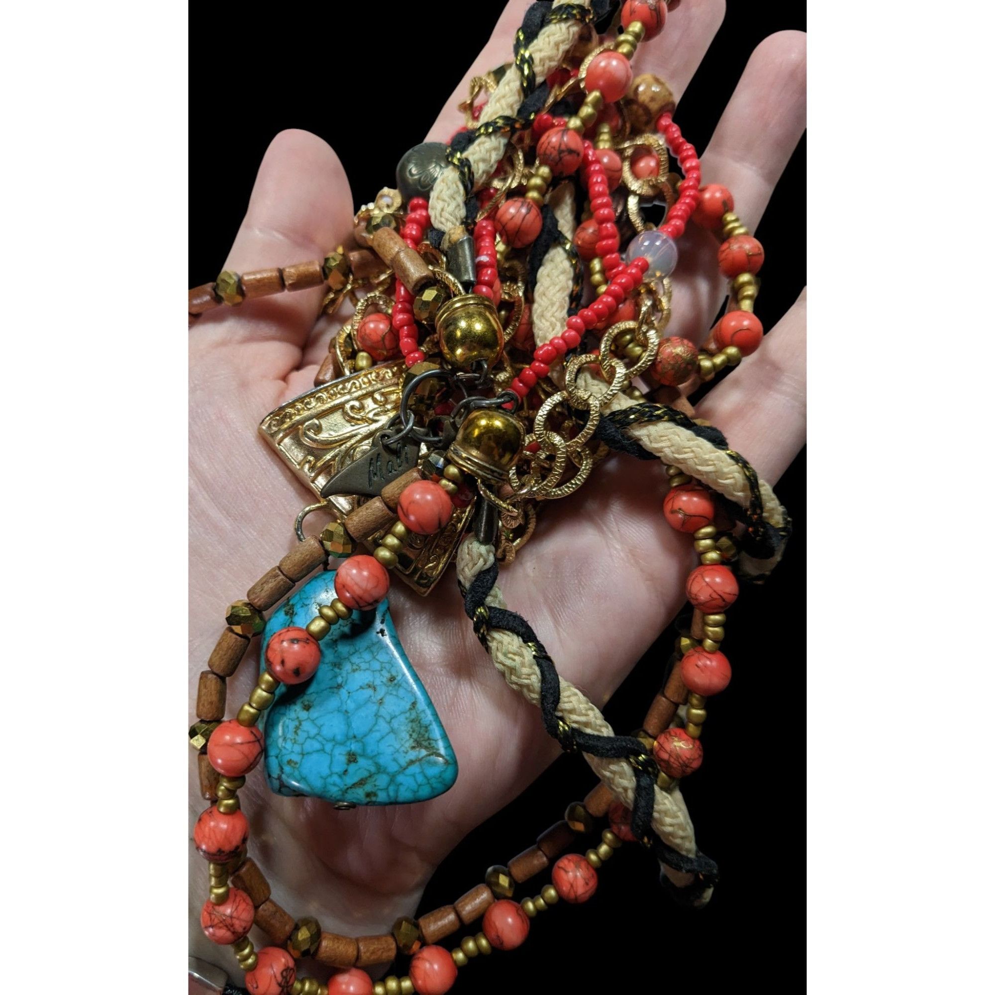 Other Mali Bohemian Layered Glass Stone And Wood Necklace Size ONE SIZE - 3 Thumbnail