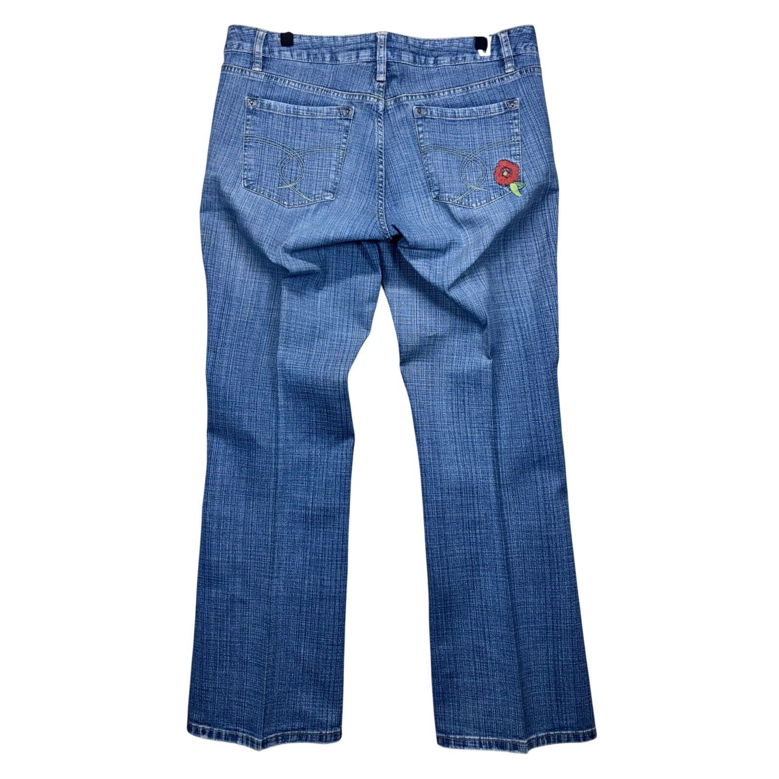 The Unbranded Brand d jeans Bootcut Jeans Blue Denim Floral Embroidered Flare Size 34" / US 12 / IT 48 - 2 Thumbnail