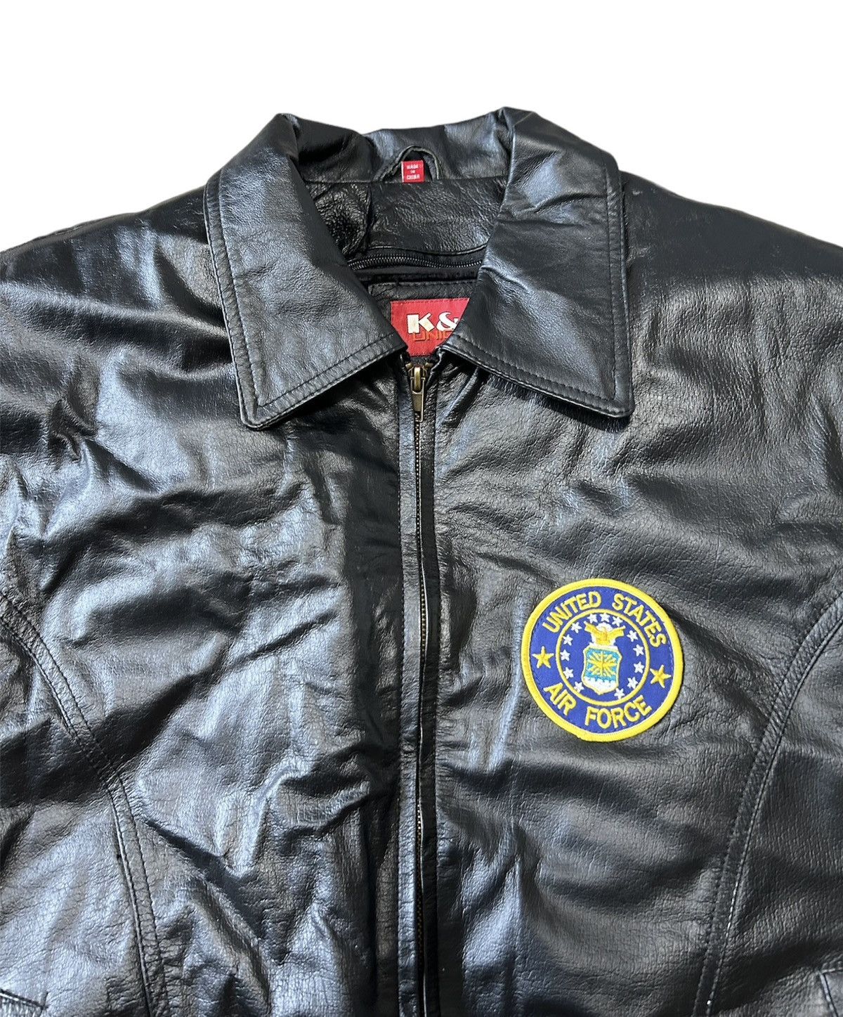 Vintage Vintage 90s K&S Unique U.S Air Force Leather Bomber Jacket Size US L / EU 52-54 / 3 - 4 Thumbnail
